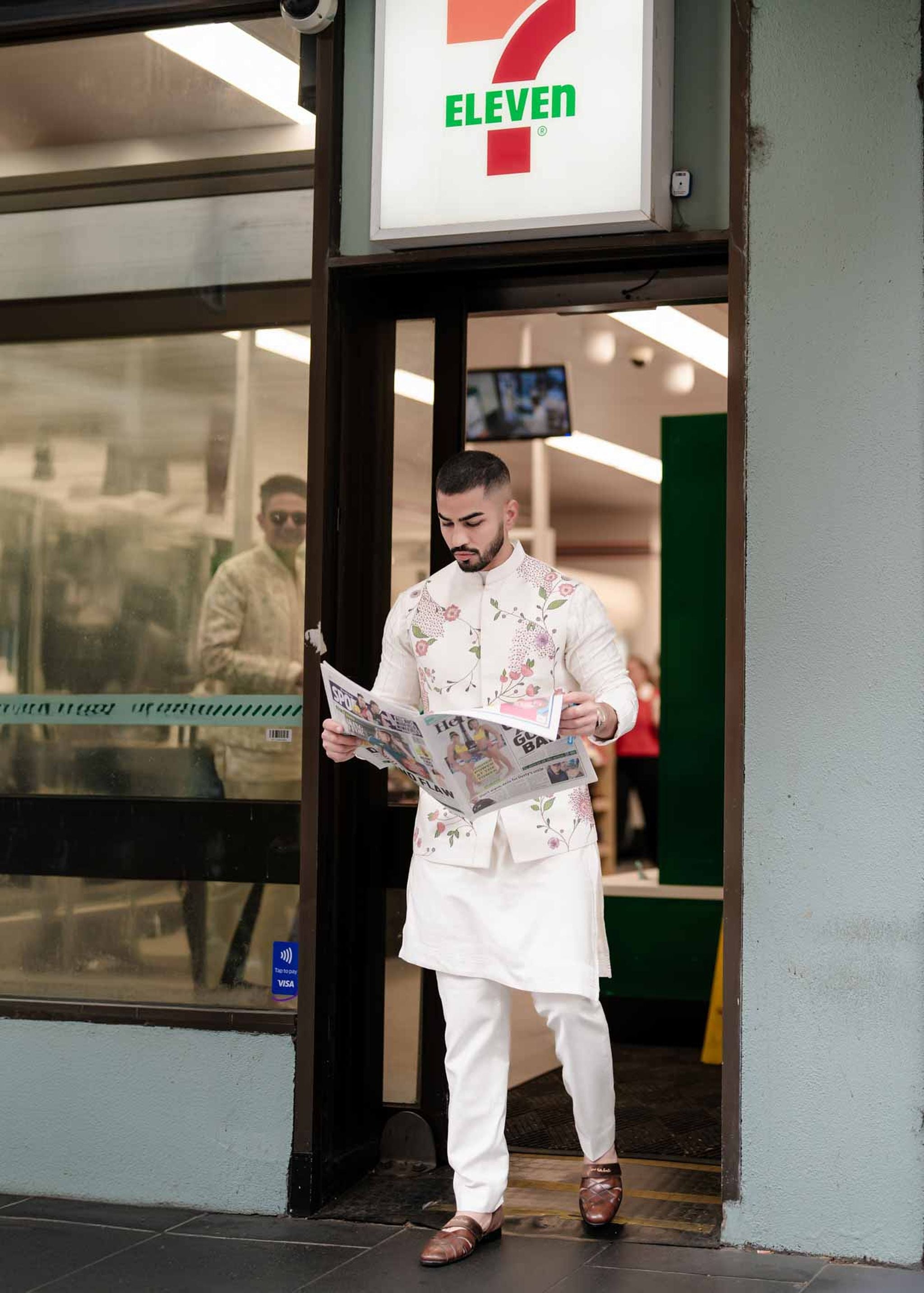 Porcelain Petals Nehru Jacket Set