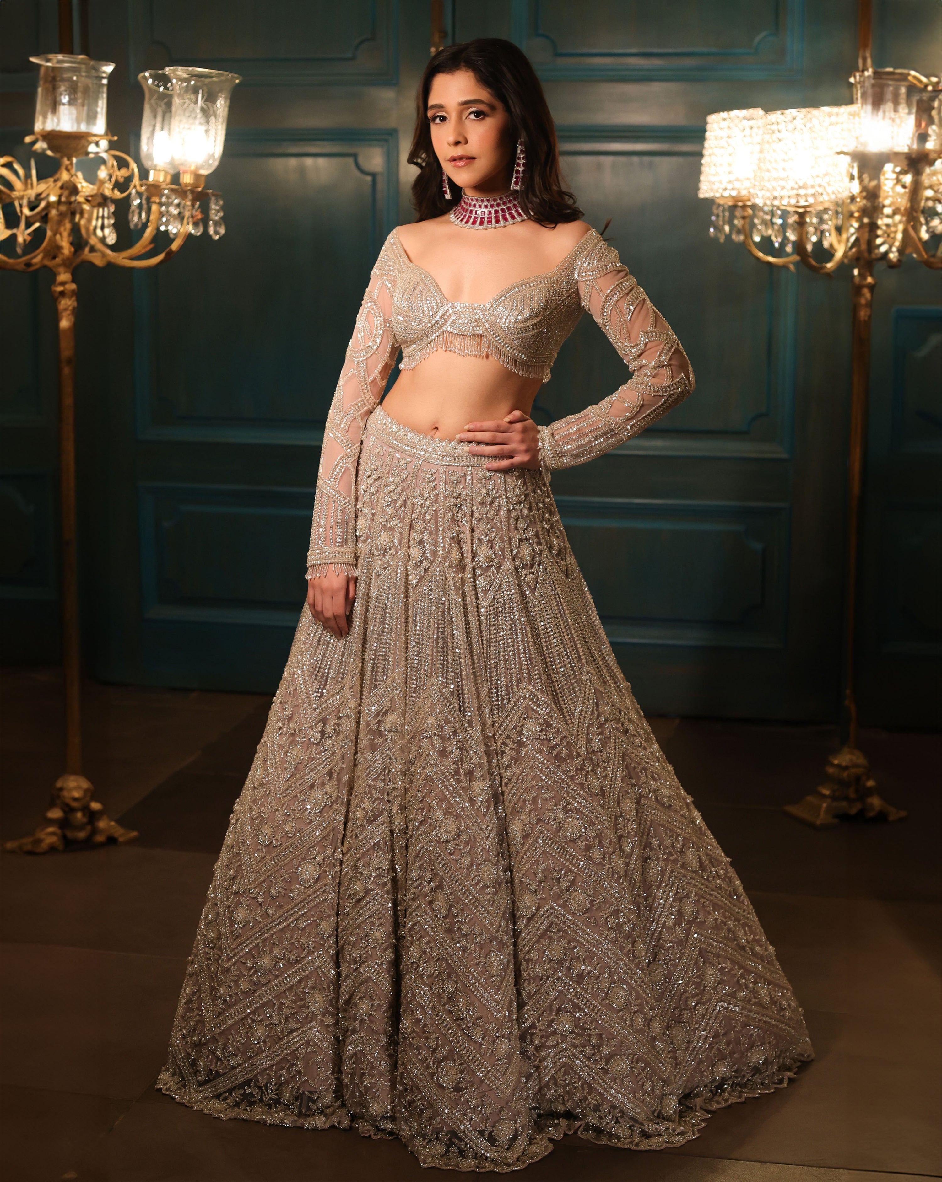 Metallic Silver Sienna Lehenga Set