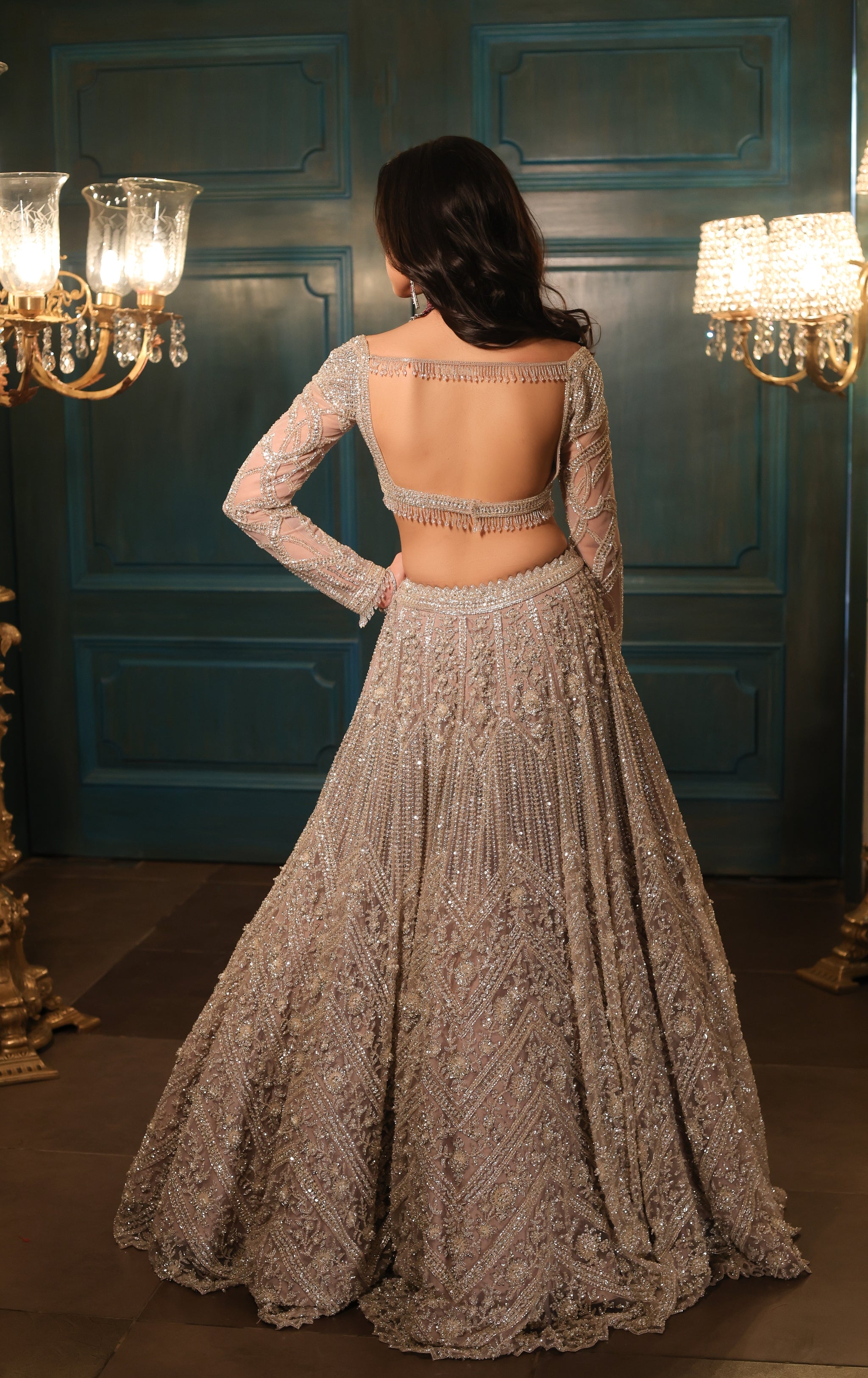 Metallic Silver Sienna Lehenga Set