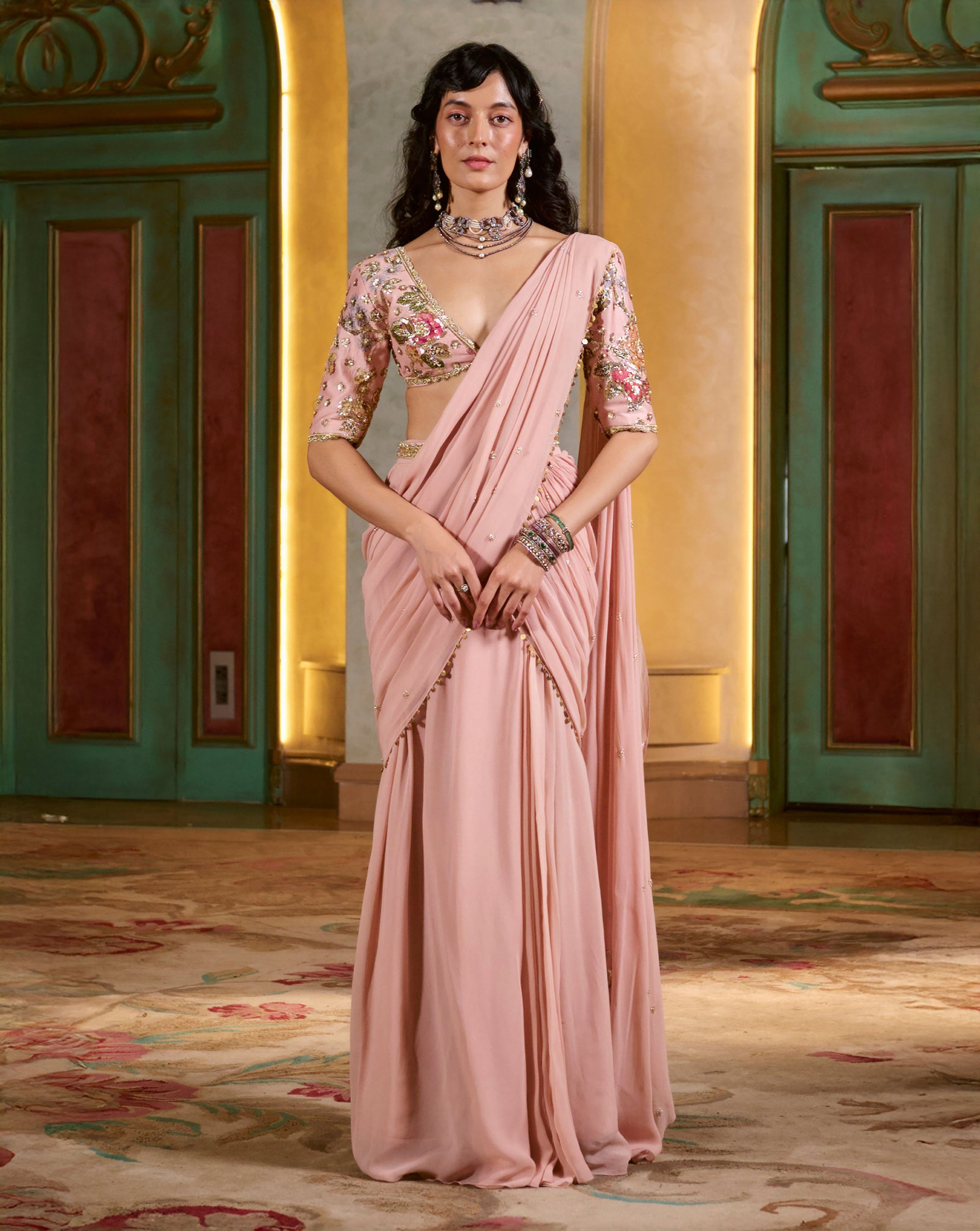Kaia Saree Set – Light Rose