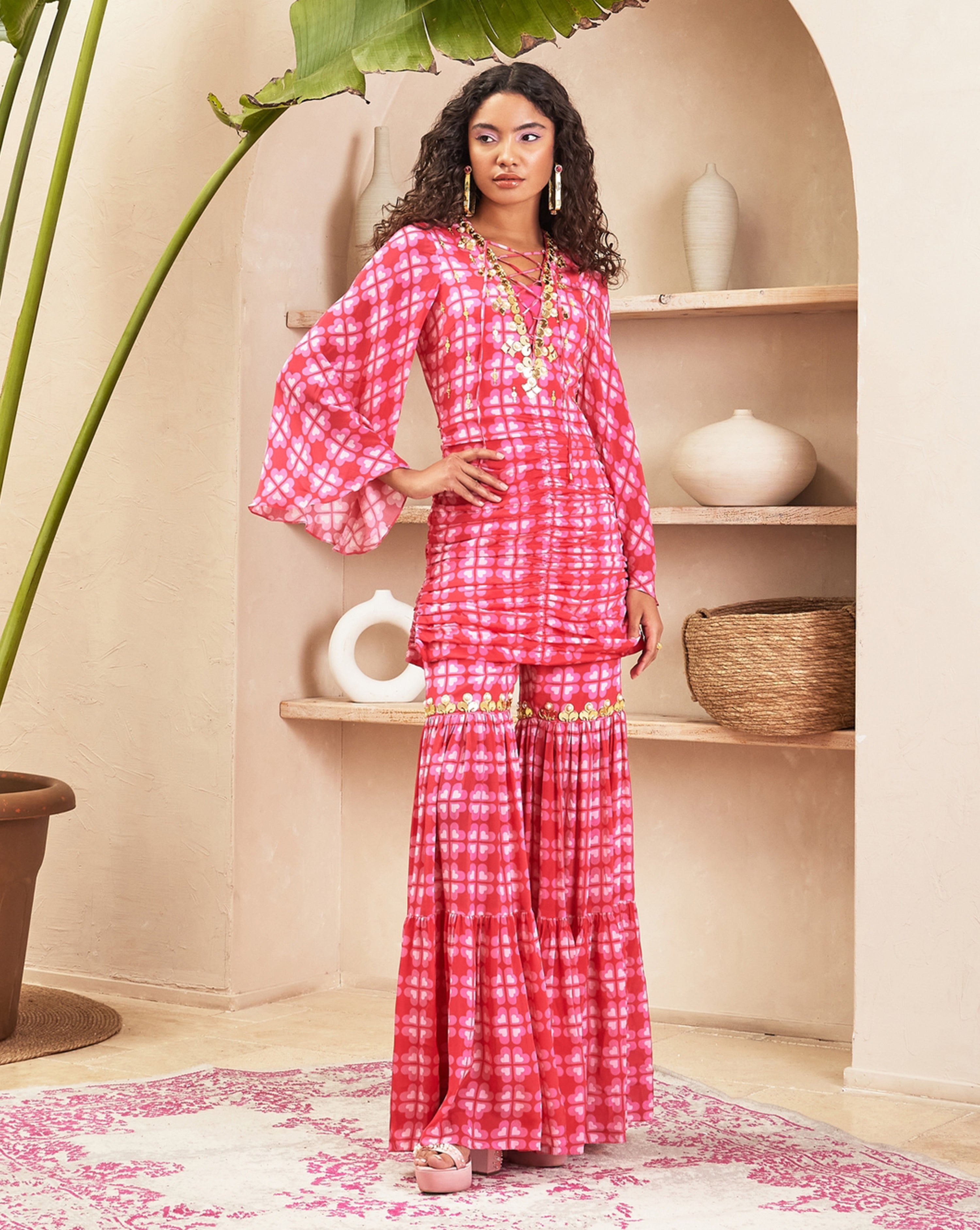 Karen Pink Tunic & Pant Set