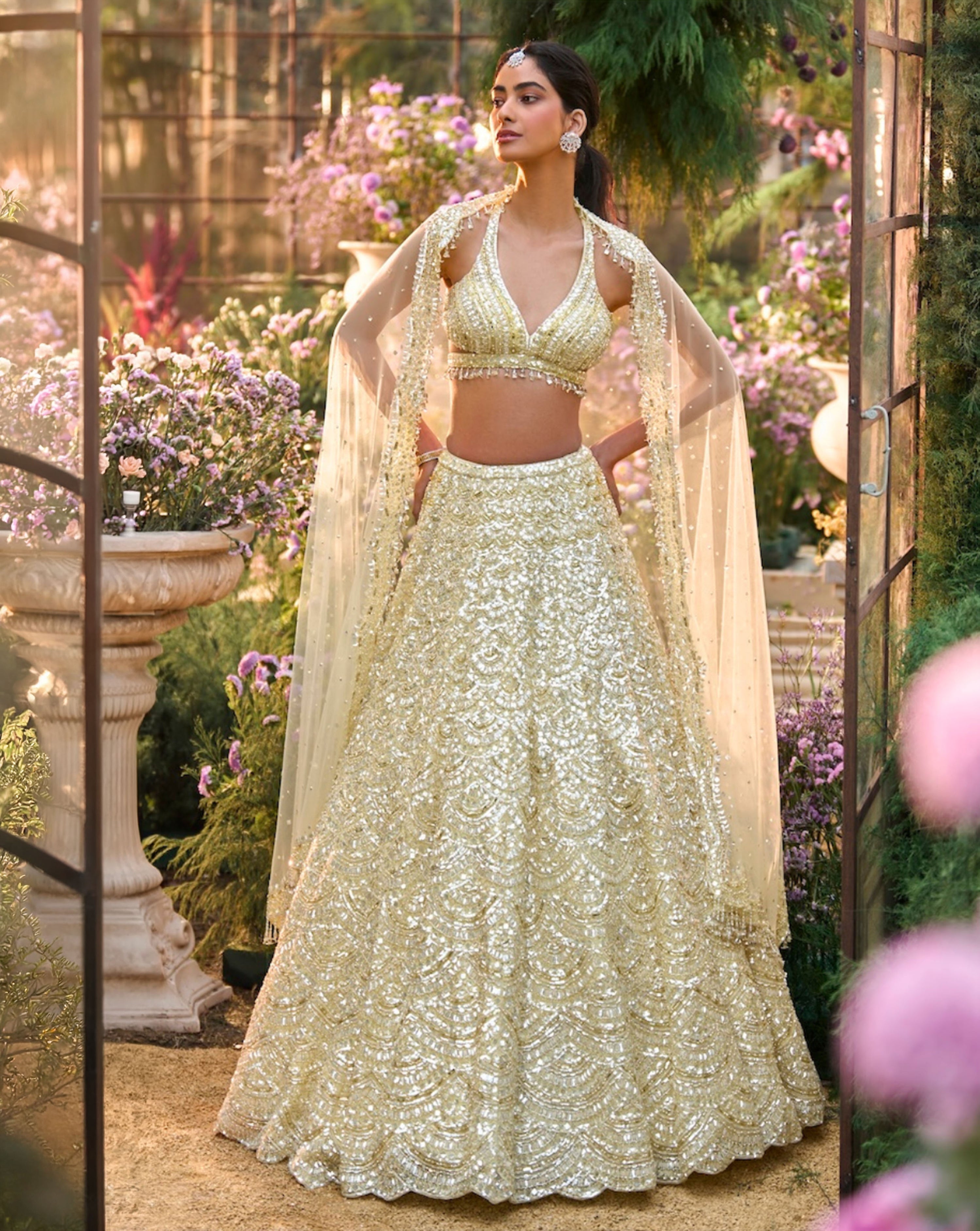 Lemon Yellow Sequin Lehenga Set