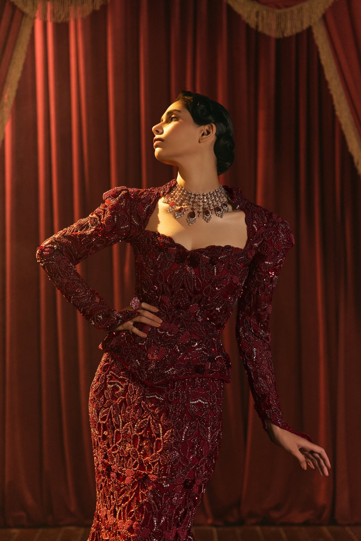 Ruby Royale- Corset And Mermaid Lehenga