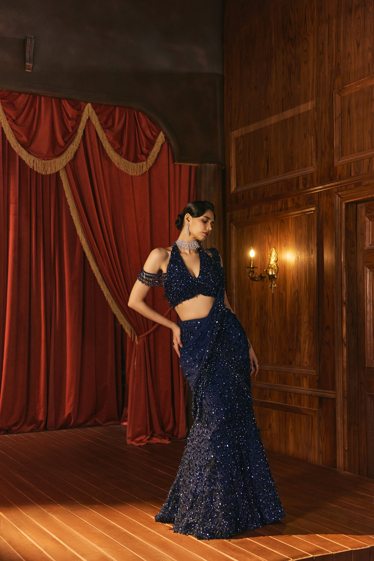 Celeste Navy- Lehenga Saree