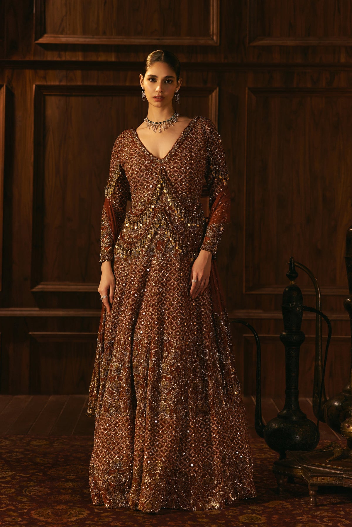Desert Gold- Rust And Gold Anarkali