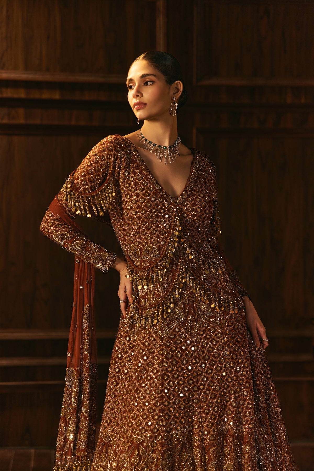 Desert Gold- Rust And Gold Anarkali