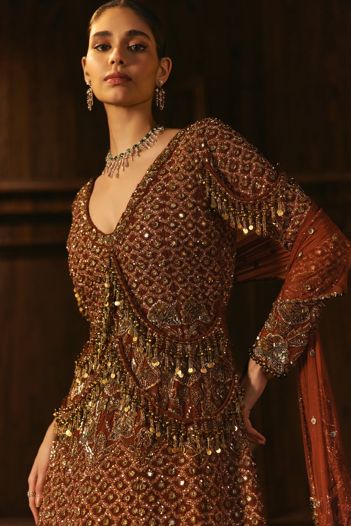 Desert Gold- Rust And Gold Anarkali