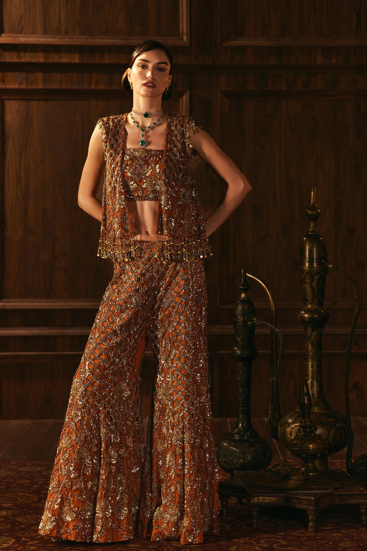 Saffron Flame- Gilet And Sharara Set