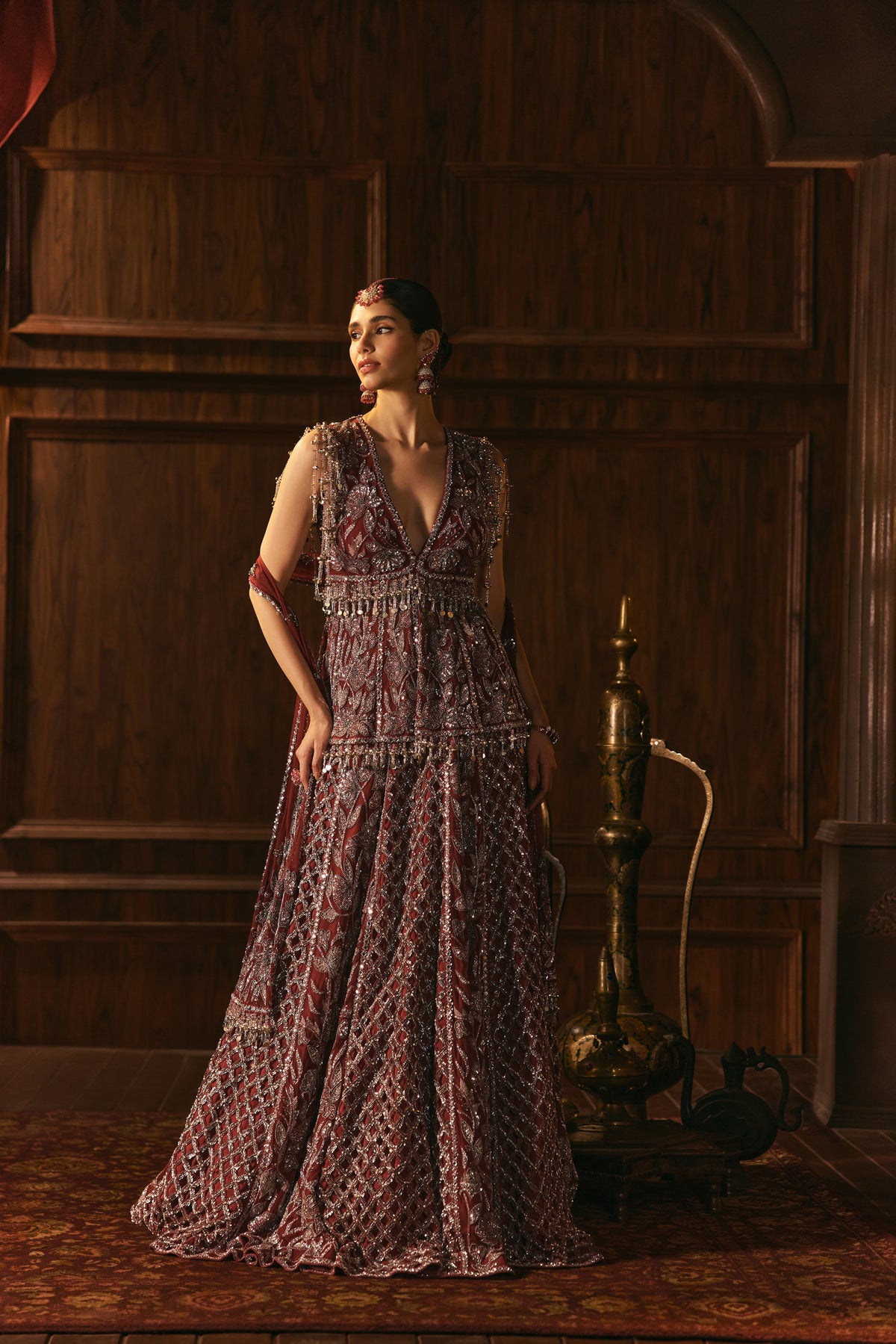Begum Bloom- Rani Pink And Silver Lehenga