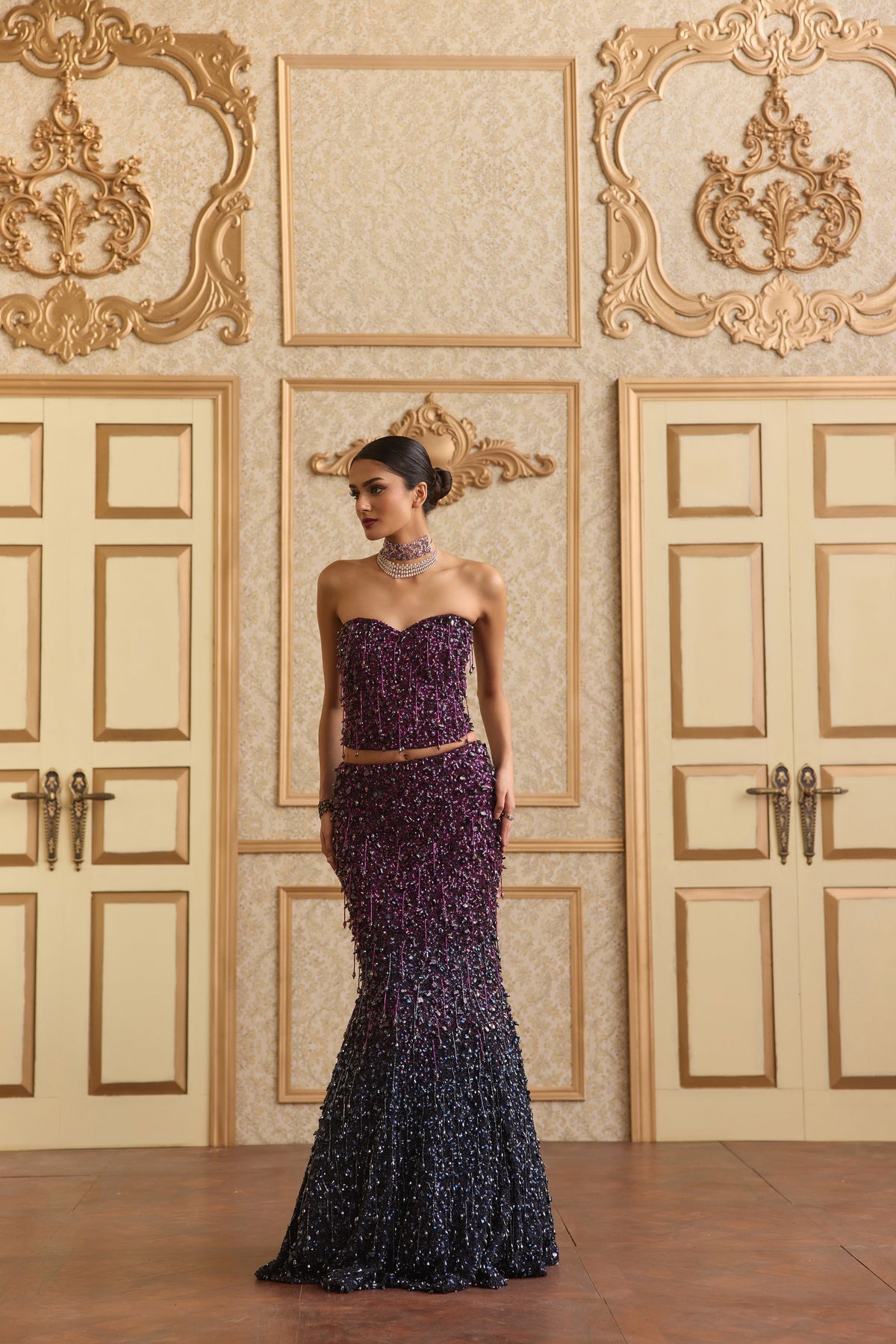 Violet Drift Mermaid Lehenga