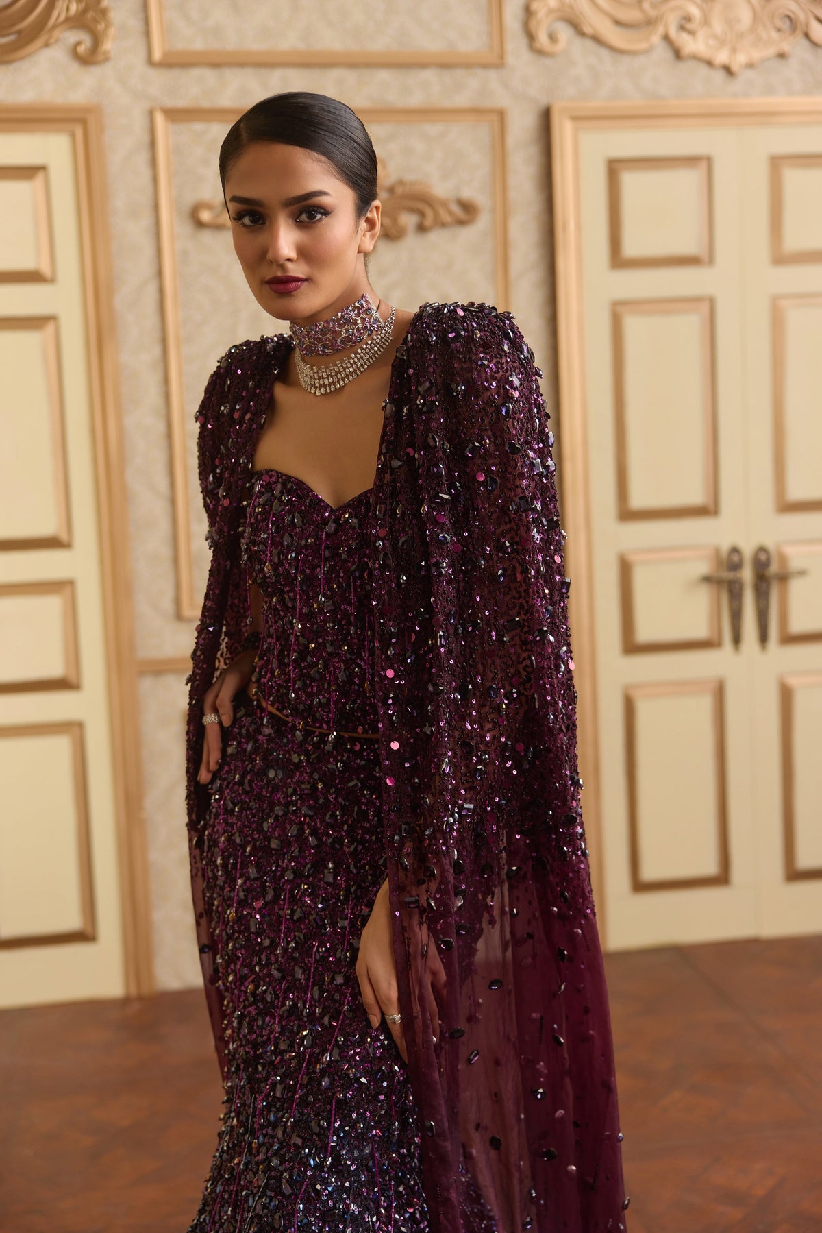 Violet Drift Mermaid Lehenga