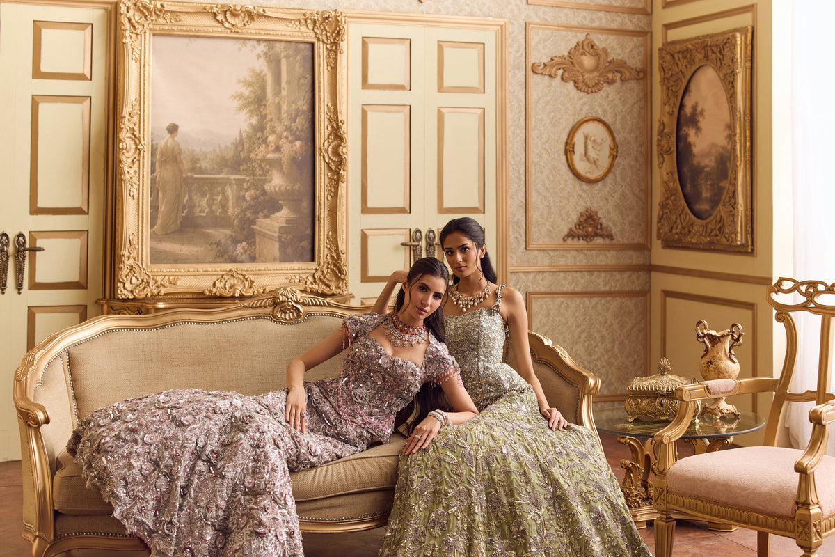 Sage Symphony Lehenga And Corset Set