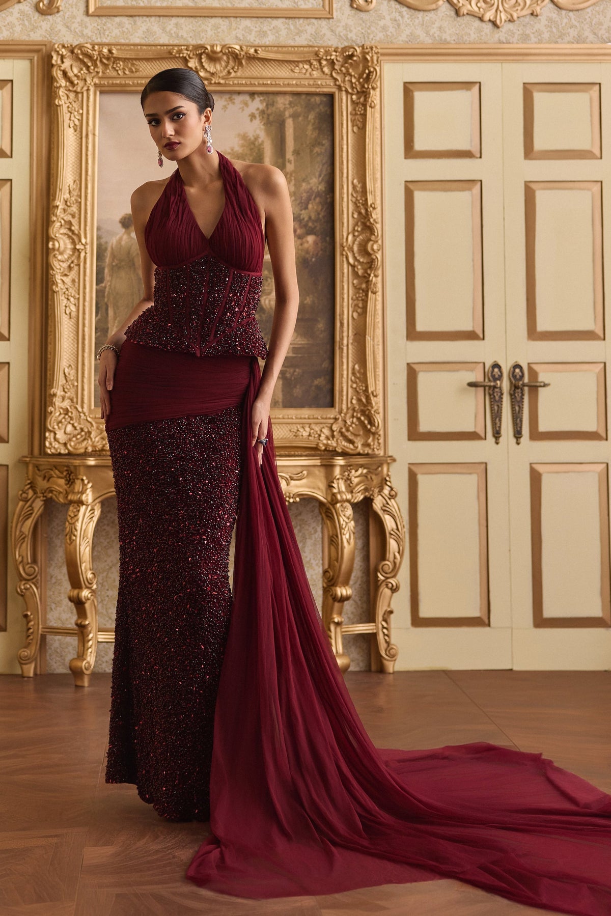 Burgundy Muse Corset Gown