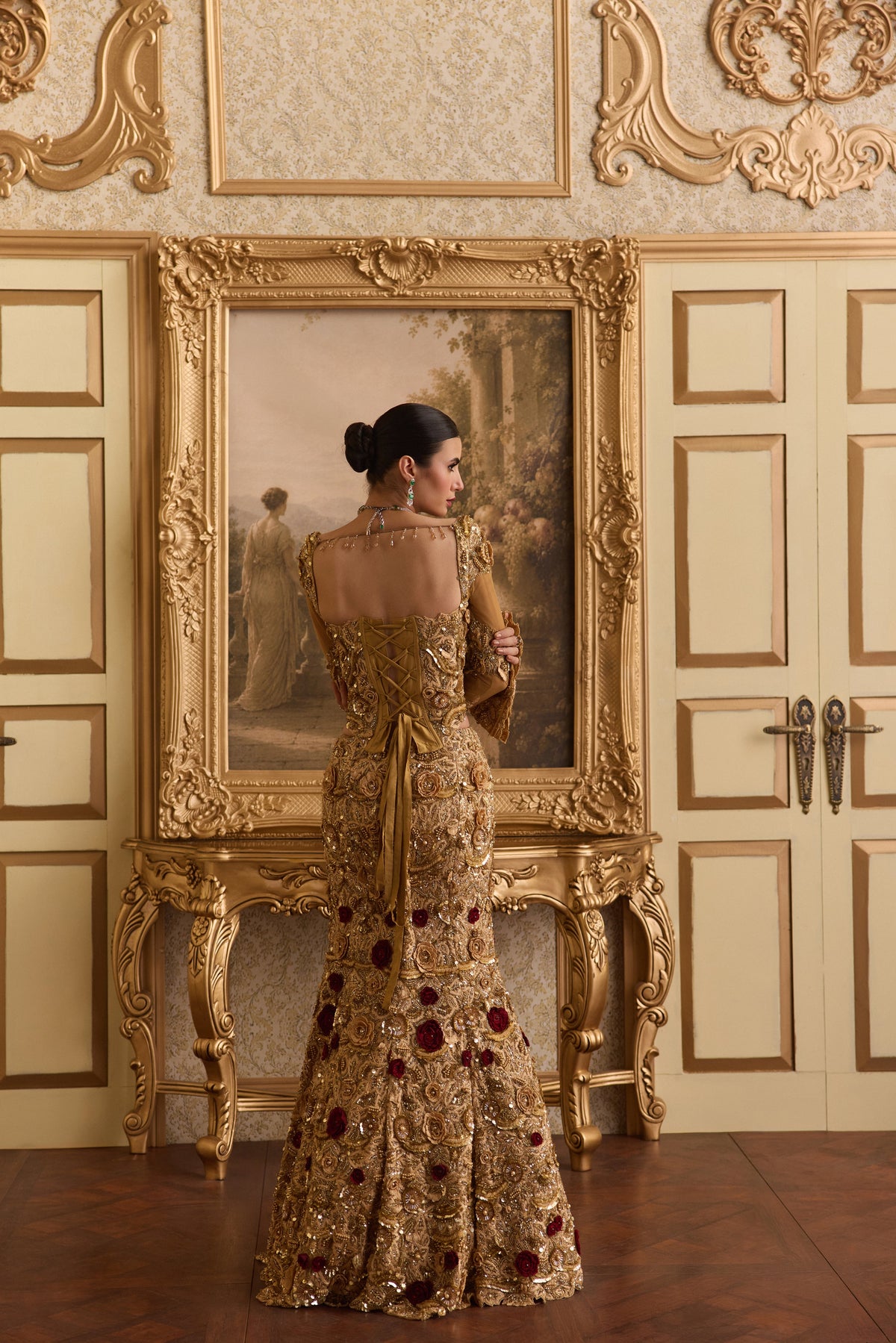 Garden Of Gold Mermaid Lehenga