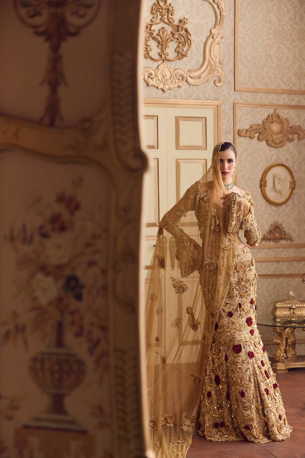 Garden Of Gold Mermaid Lehenga