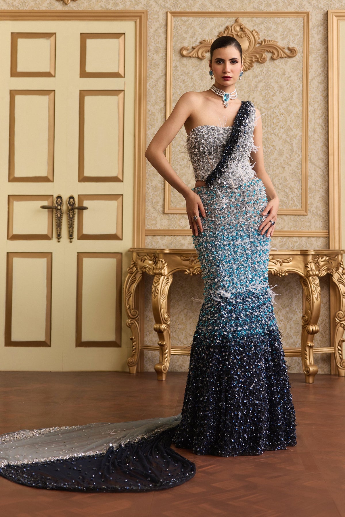 Ocean Cascade Mermaid Lehenga
