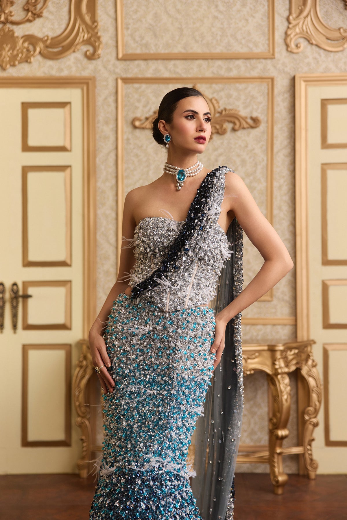 Ocean Cascade Mermaid Lehenga