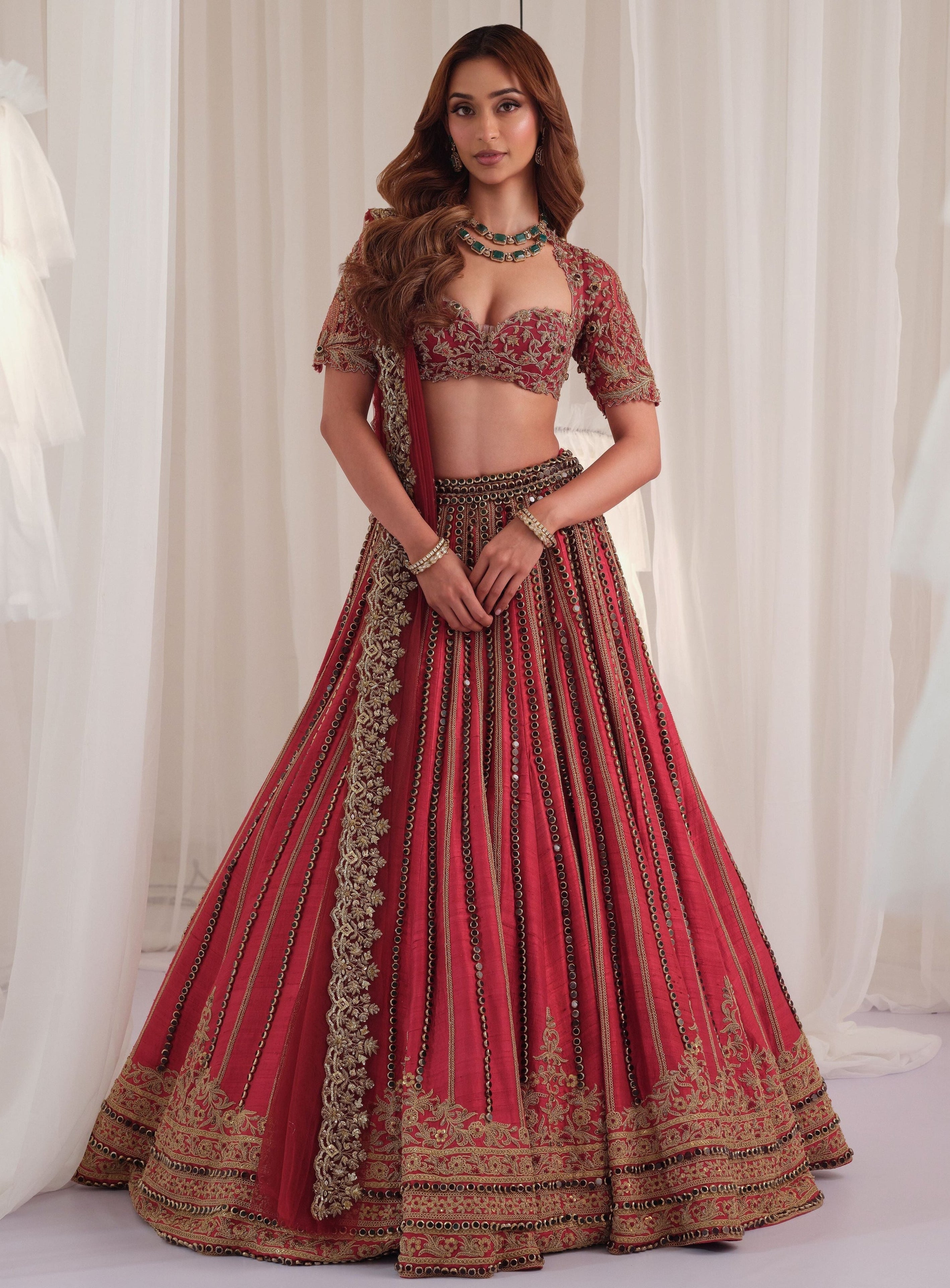 Maroon Marodi Raw Silk Lehenga With Blouse & Dupatta