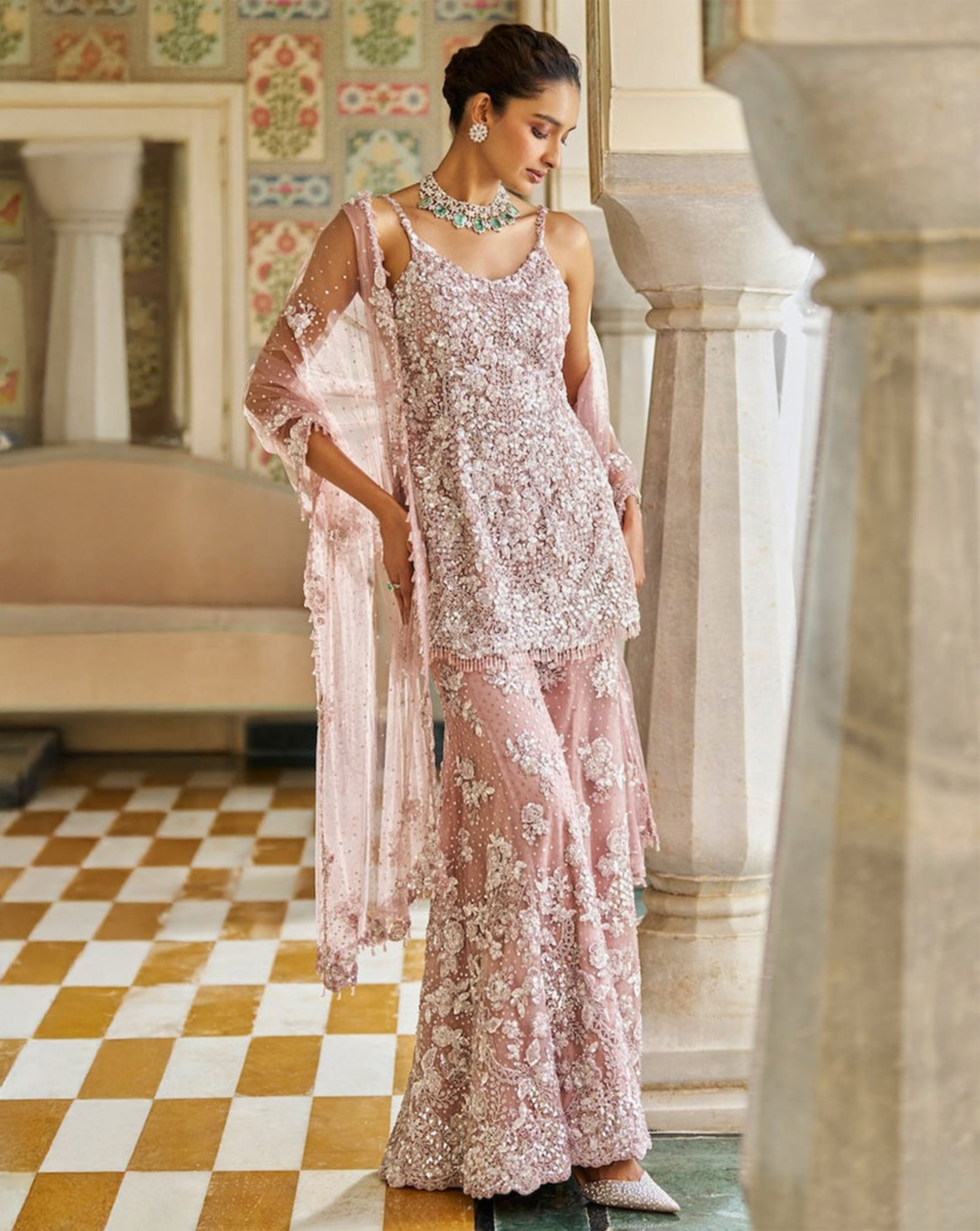 Mauve Sequin Sharara Set