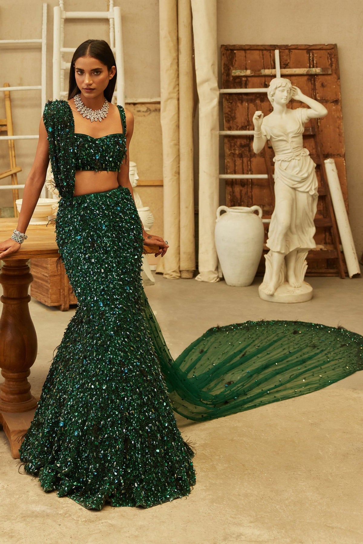 Forest Jewel Mermaid Lehenga