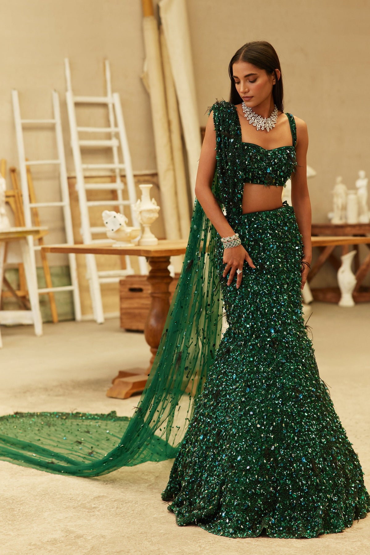 Forest Jewel Mermaid Lehenga