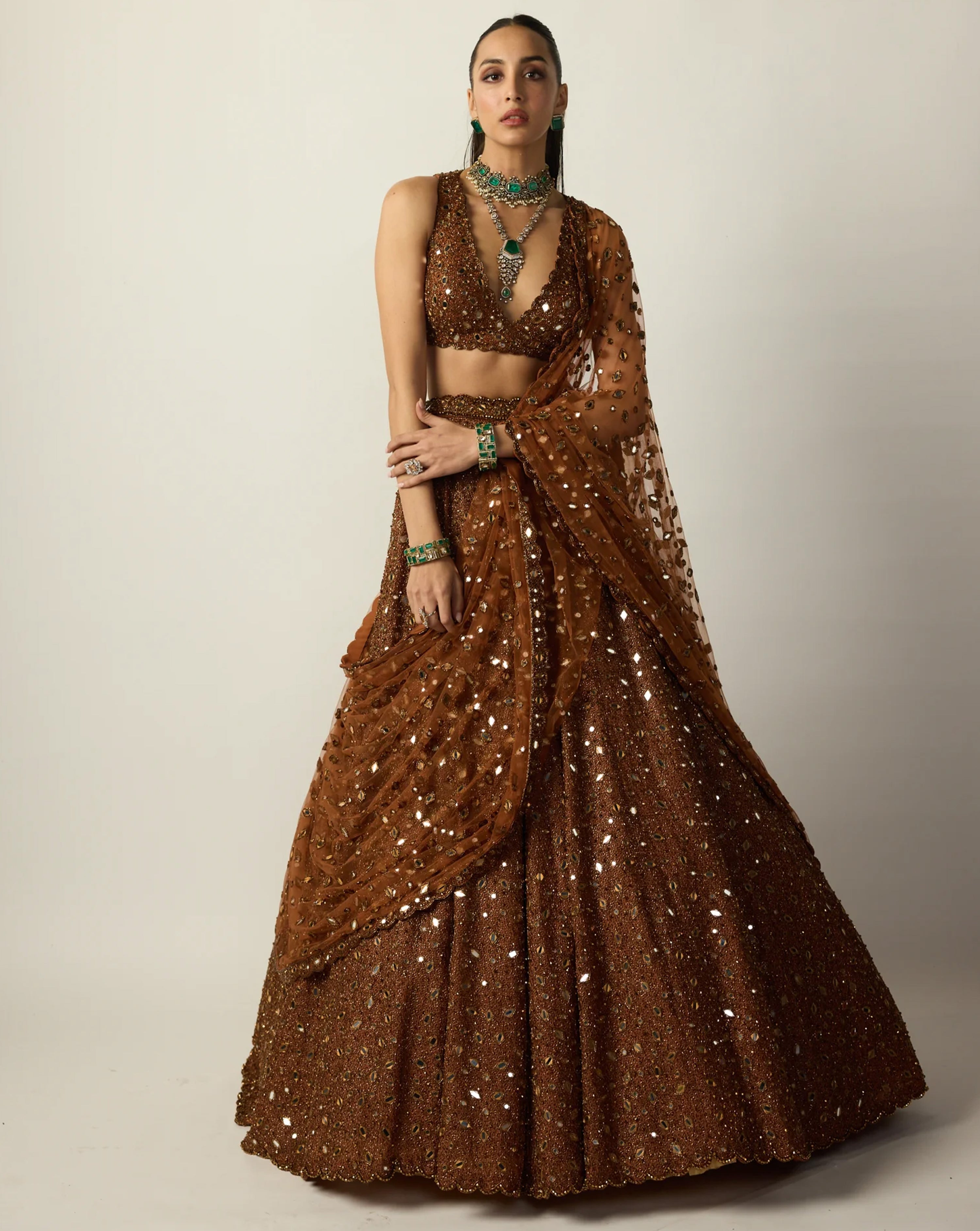 Metallic Copper Lehenga Set - Ready to Ship