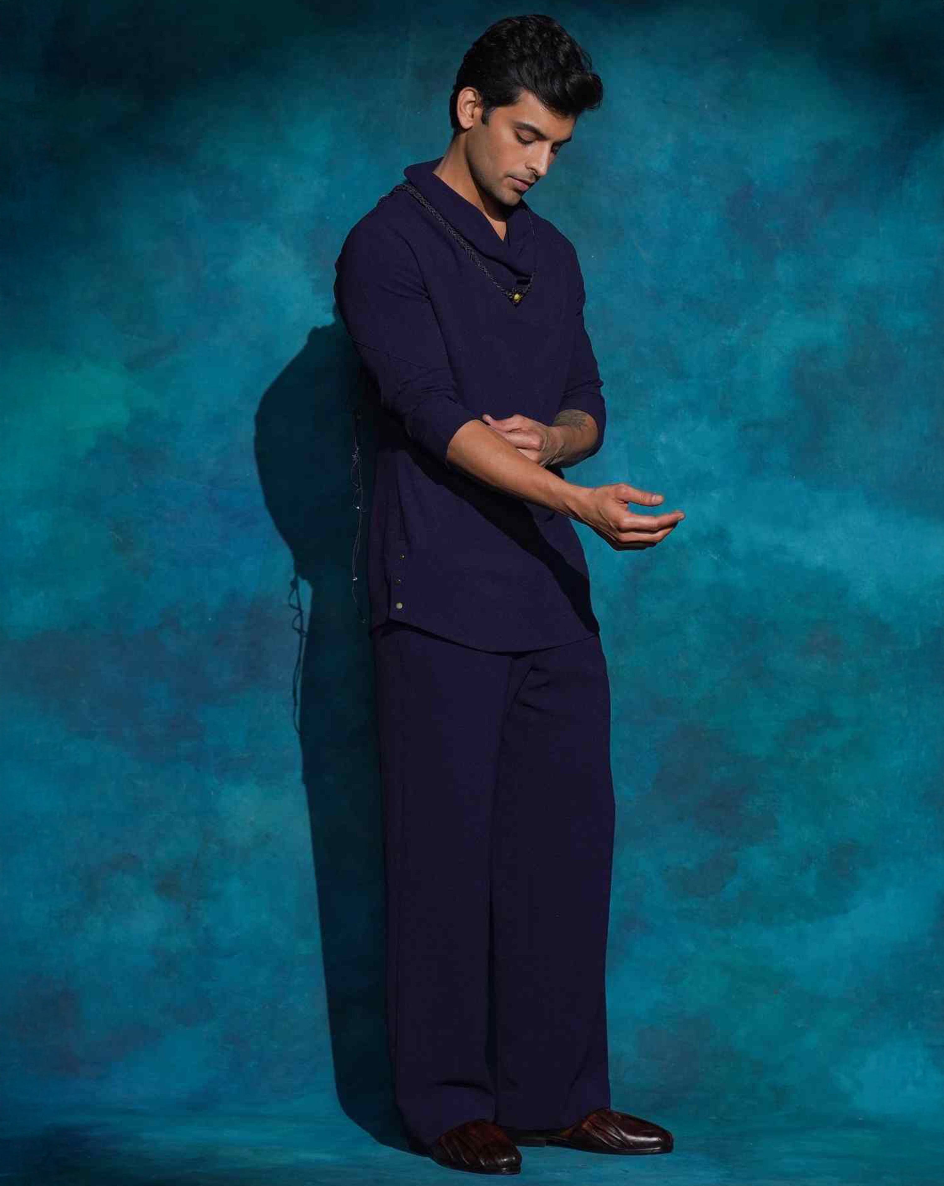 Midnight Blue Cowl Kurta Set