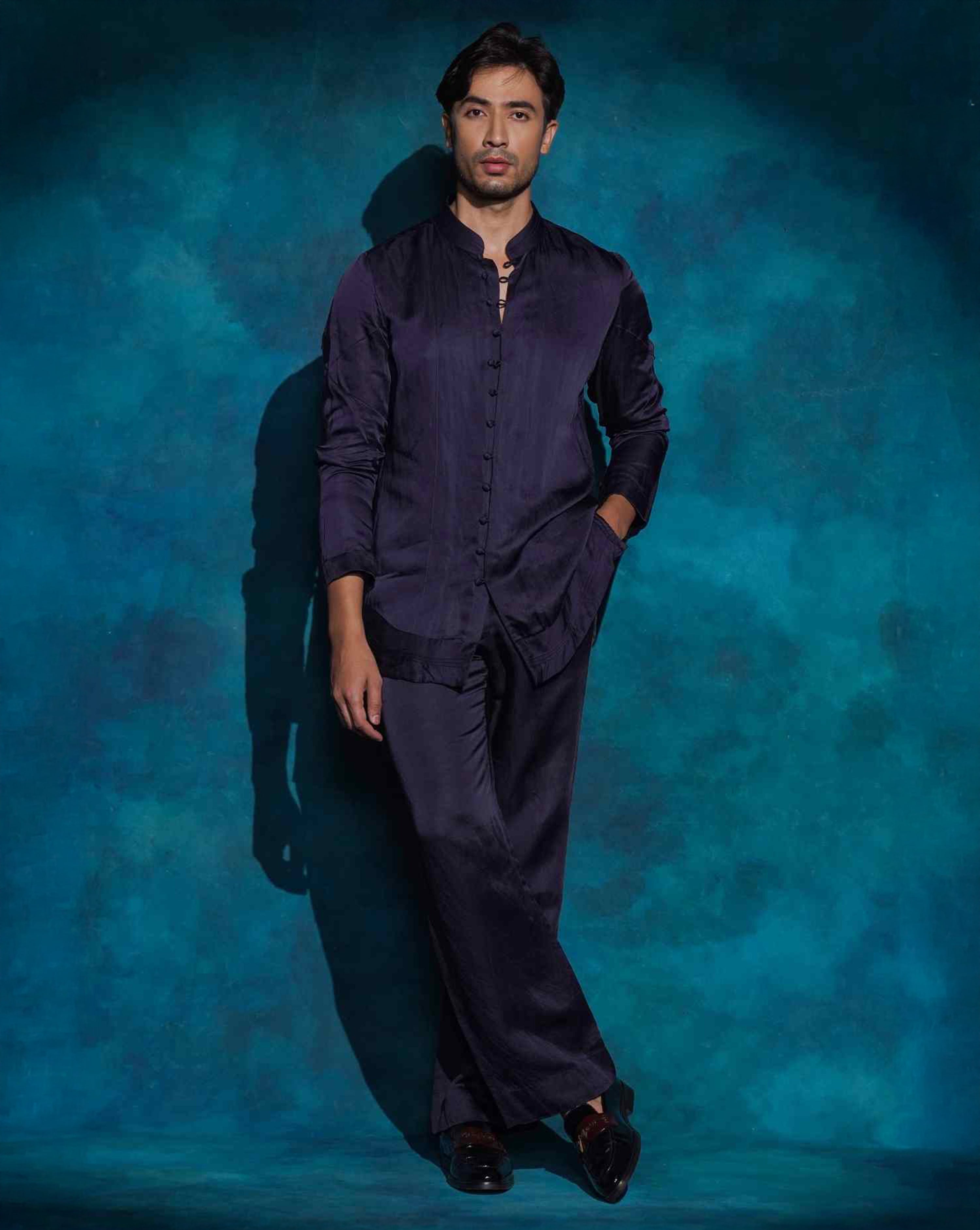 Midnight Blue Potli Button Kurta Set