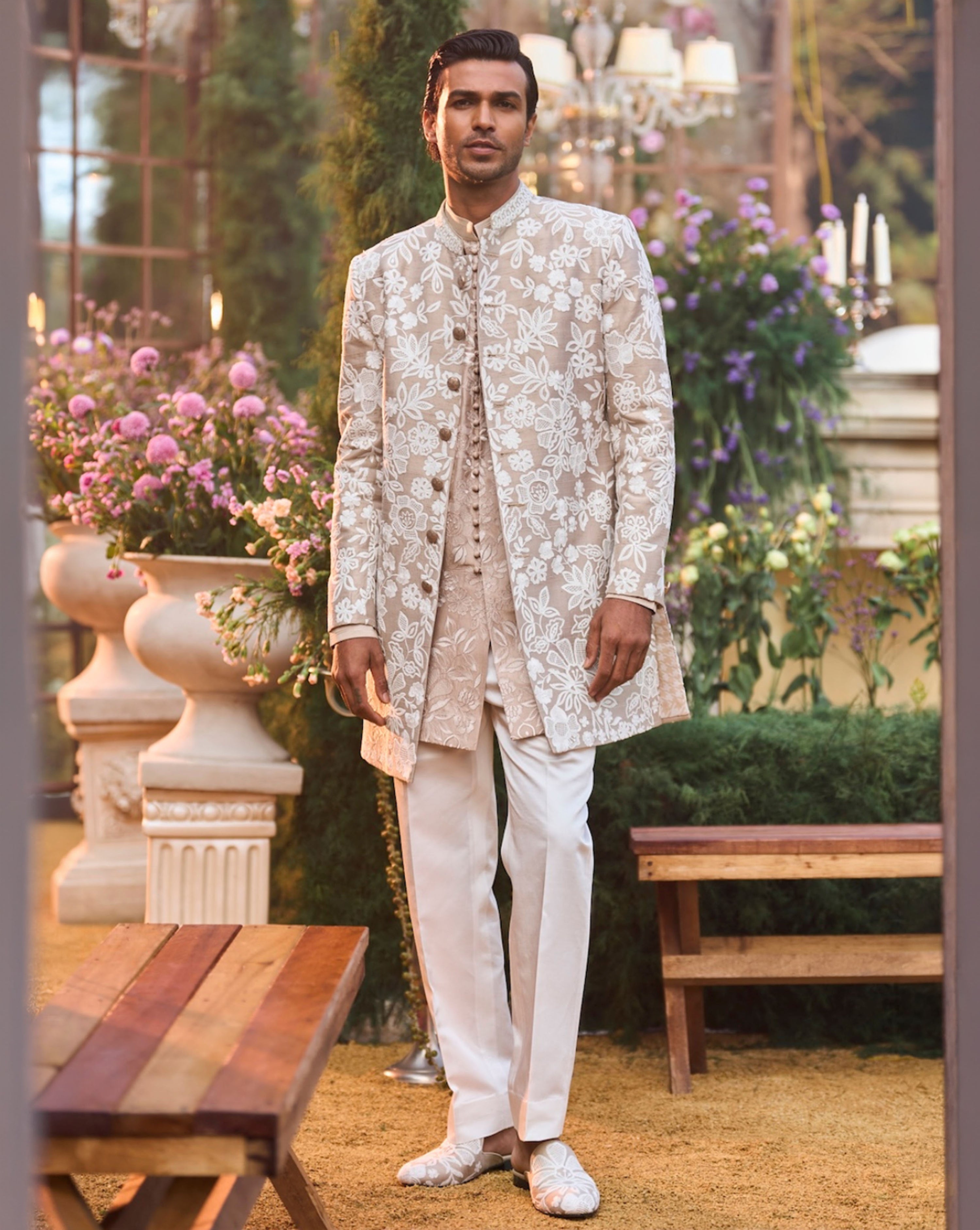 Nude Dori Sherwani Set
