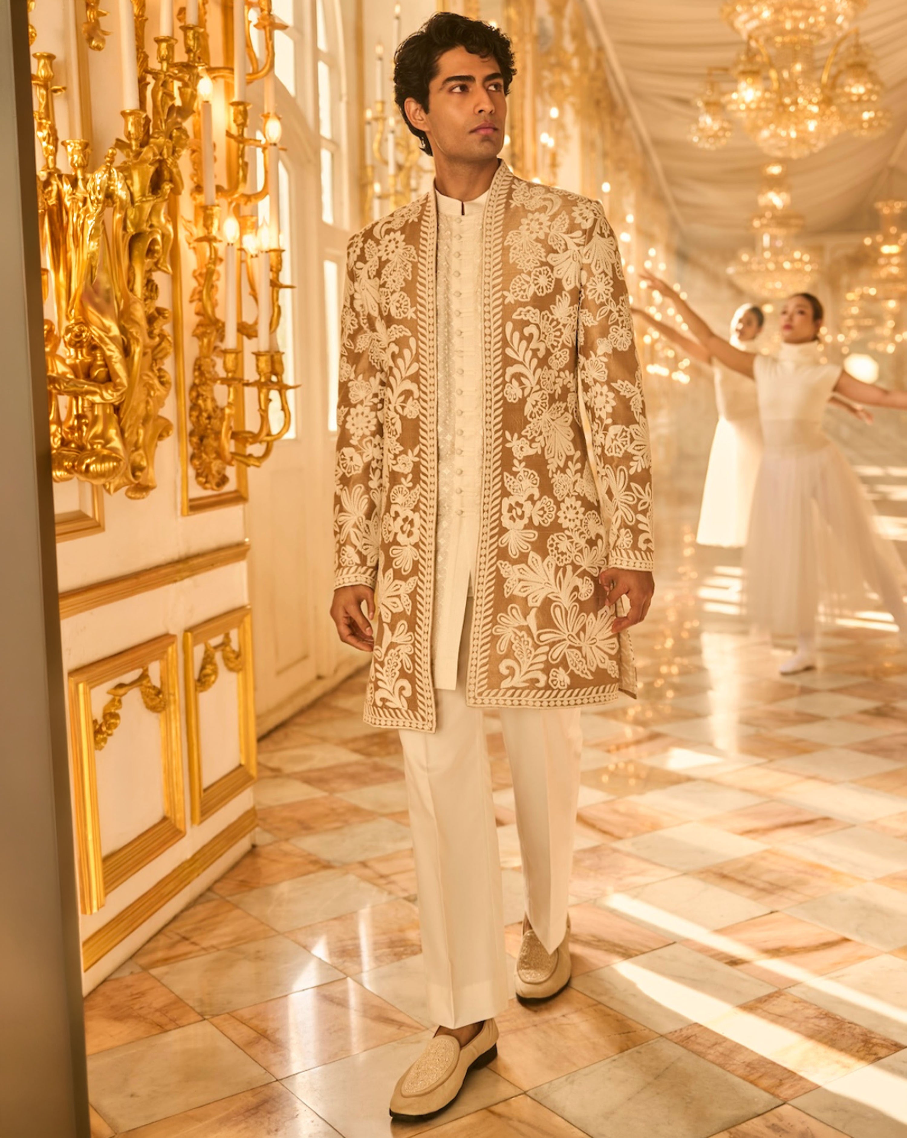Nude Open Sherwani Set