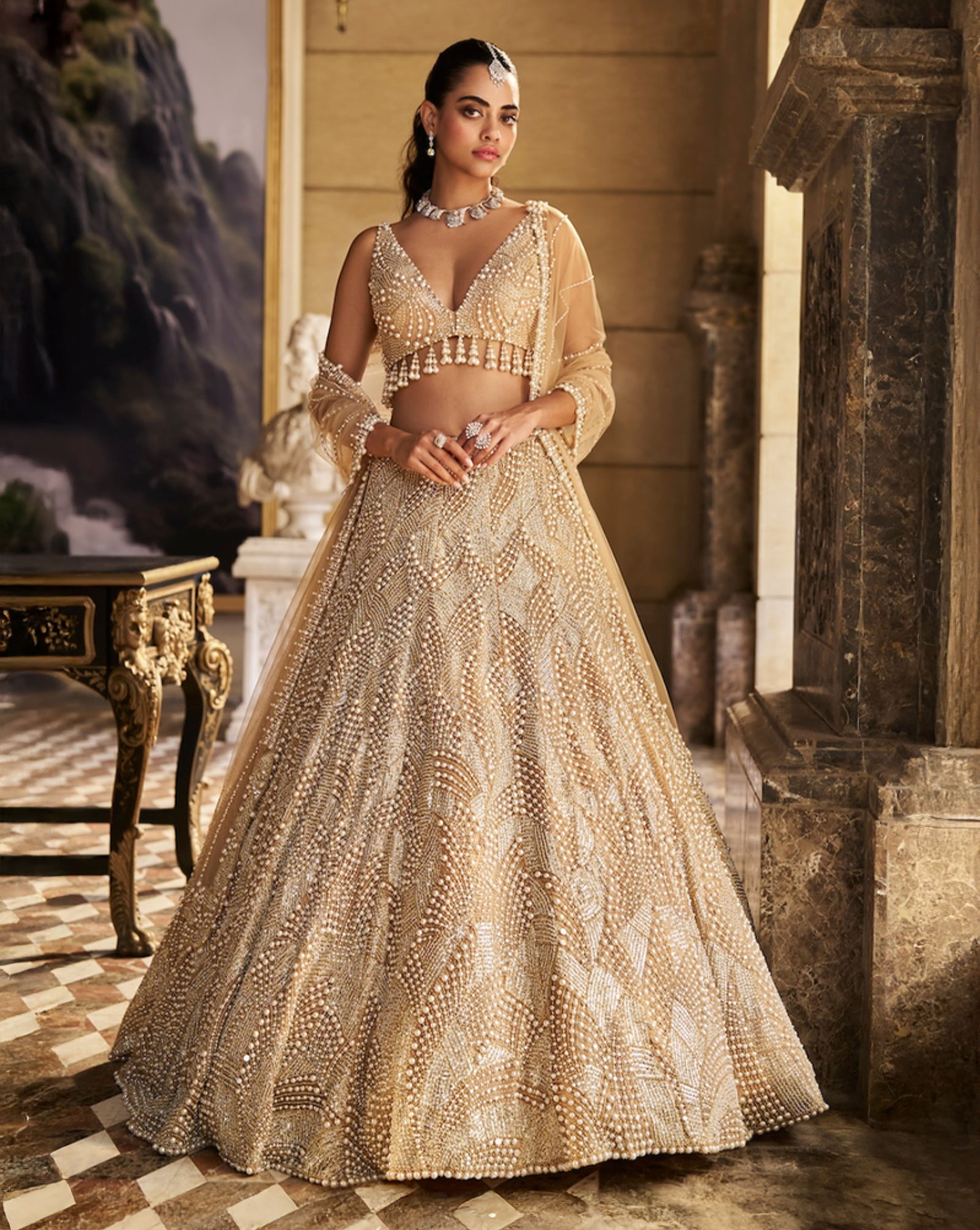 Nude Pearl Lehenga Set