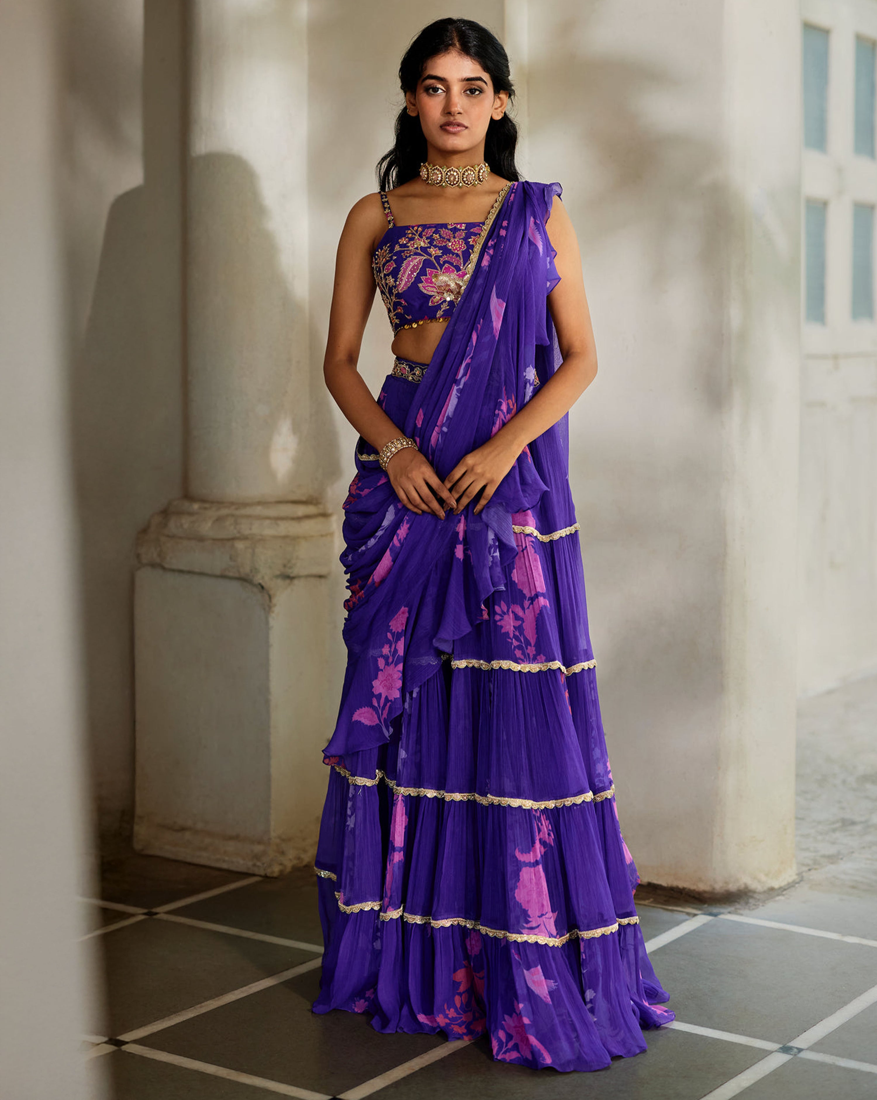 Opal Saree Set – Grape