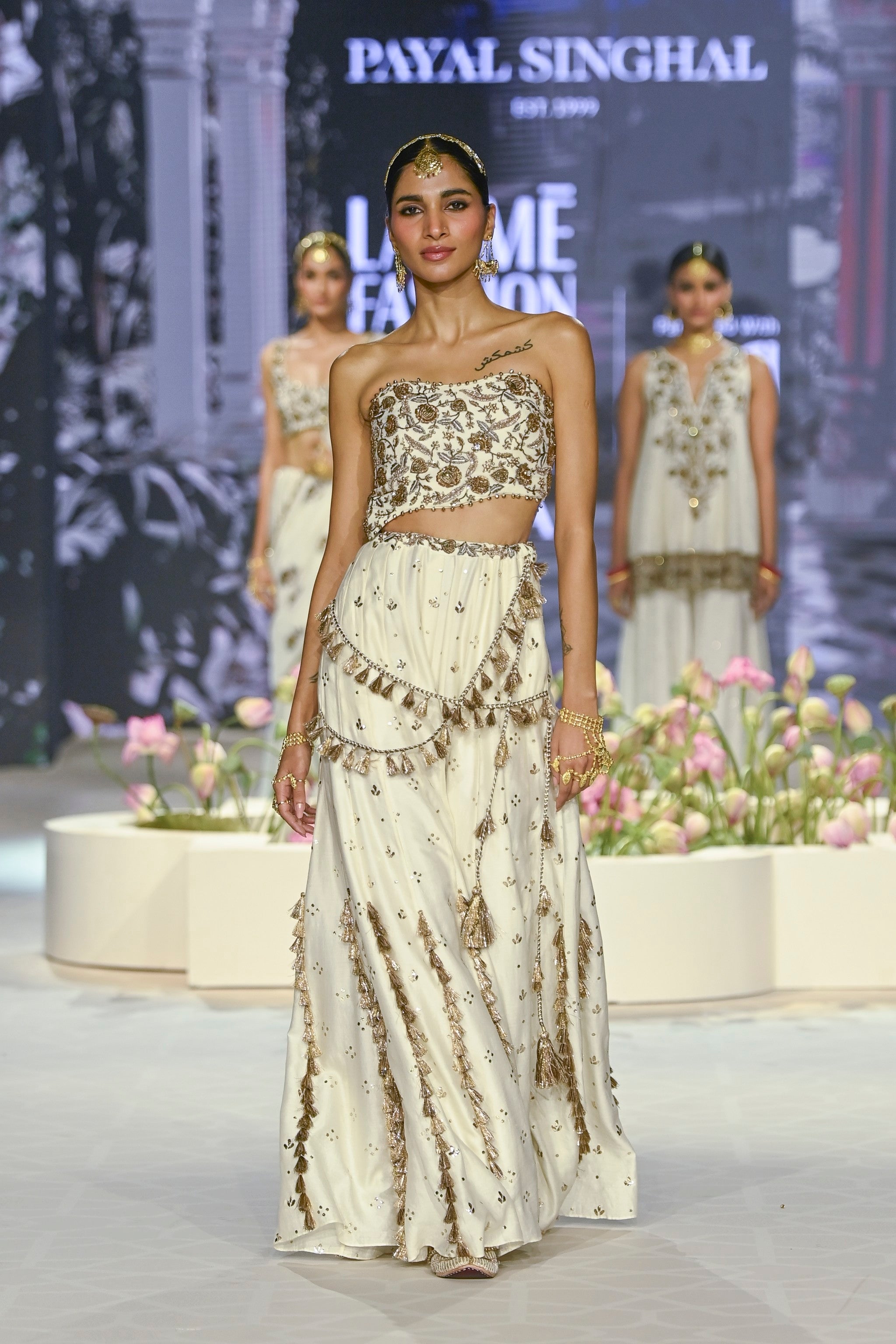 Nissa Off White Embroidered Choli With Sharara