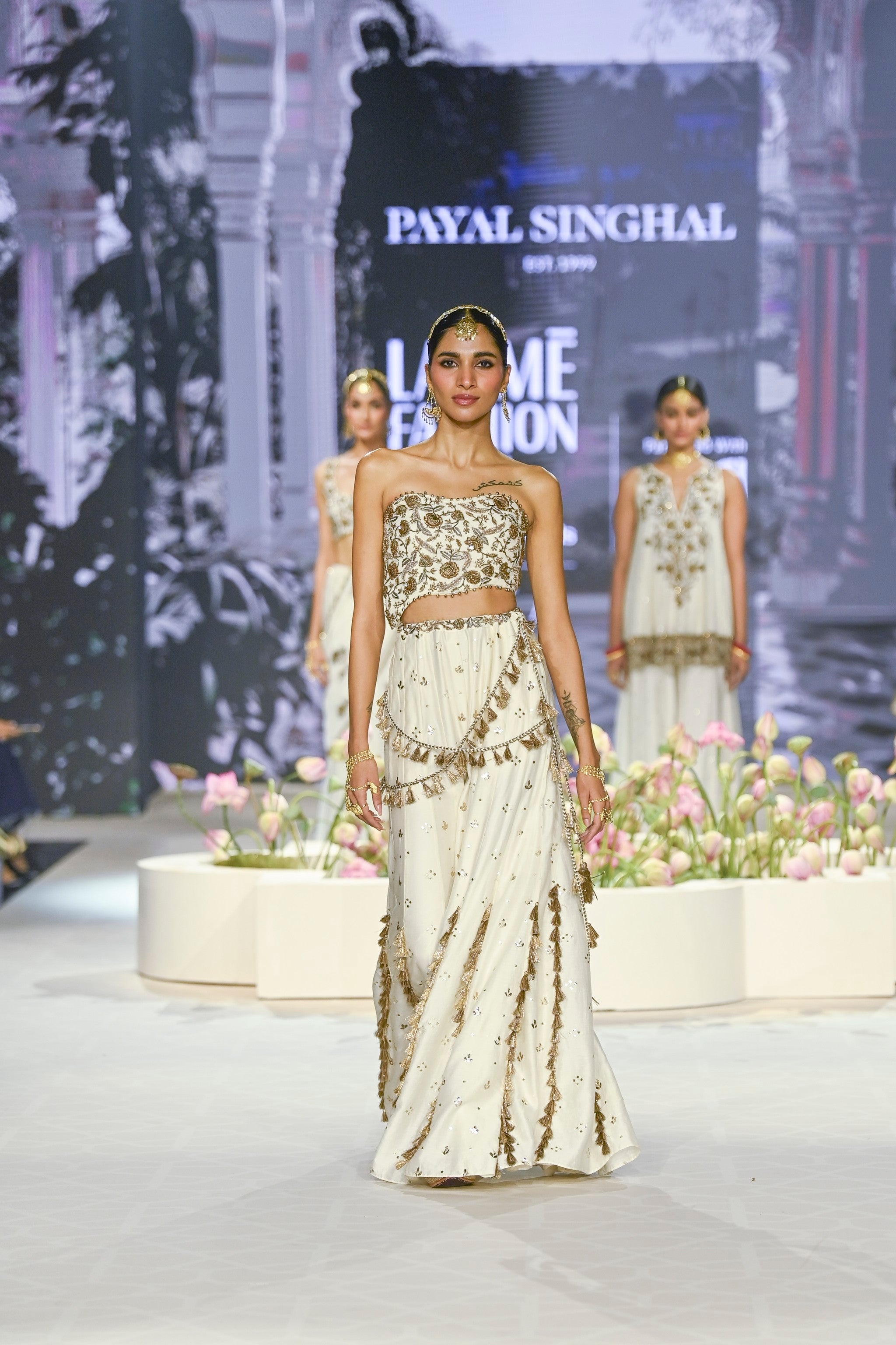 Nissa Off White Embroidered Choli With Sharara