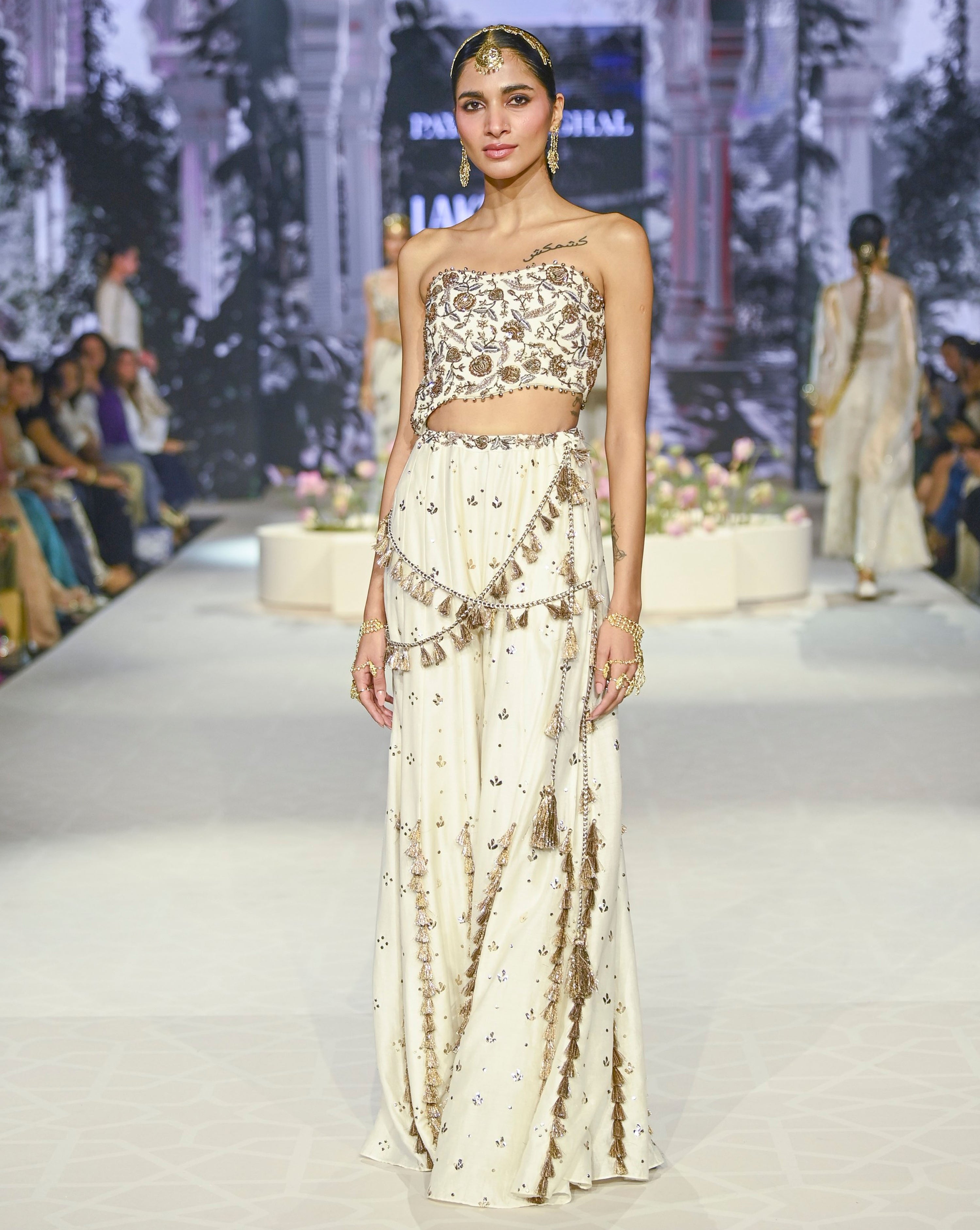 Nissa Off White Embroidered Choli With Sharara