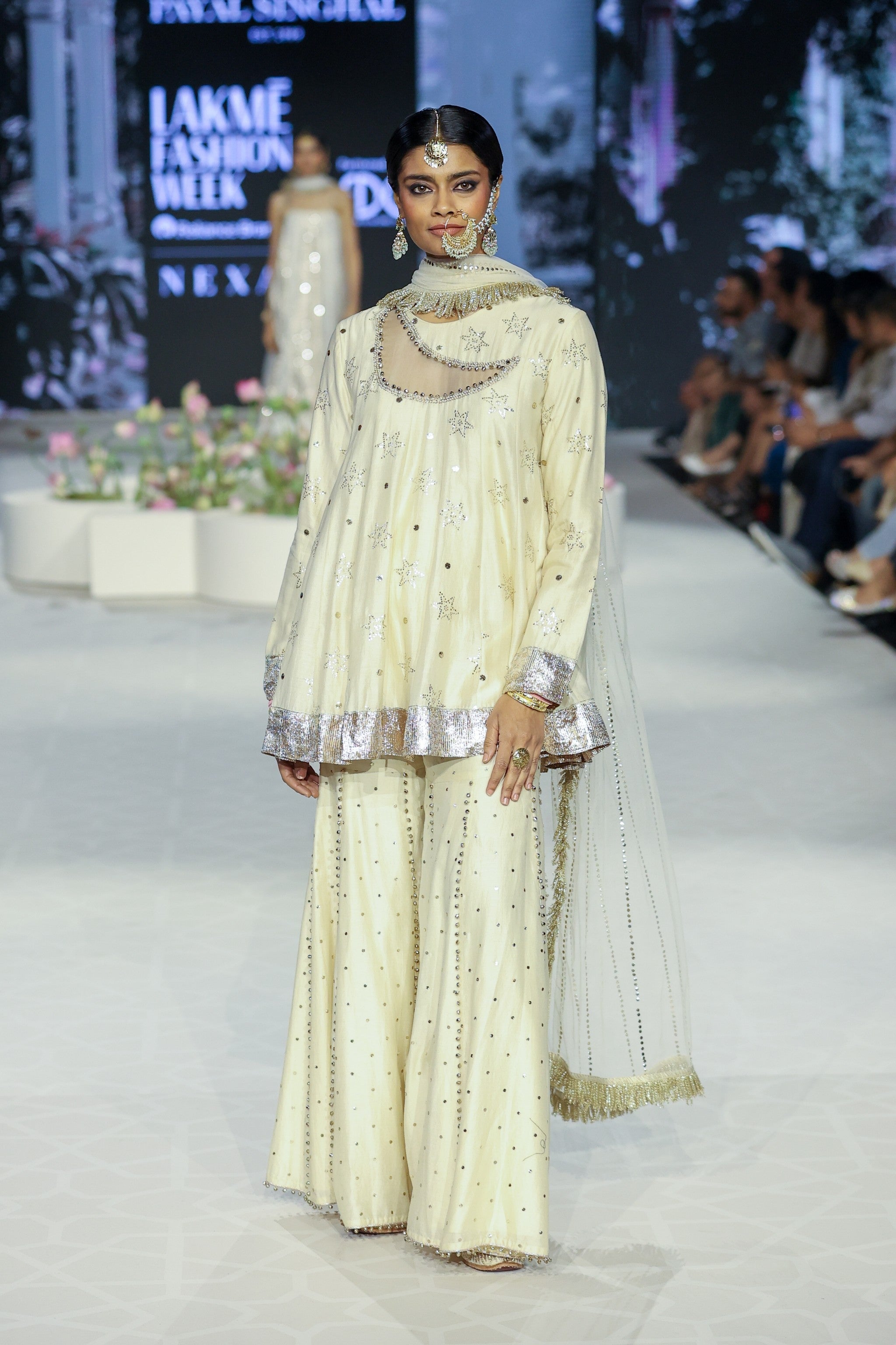 Afreen Stone Mukaish Silkmul Embroidered Kurta And Heavy Mukaish Silkmul Sharara With Mukaish Net Dupatta