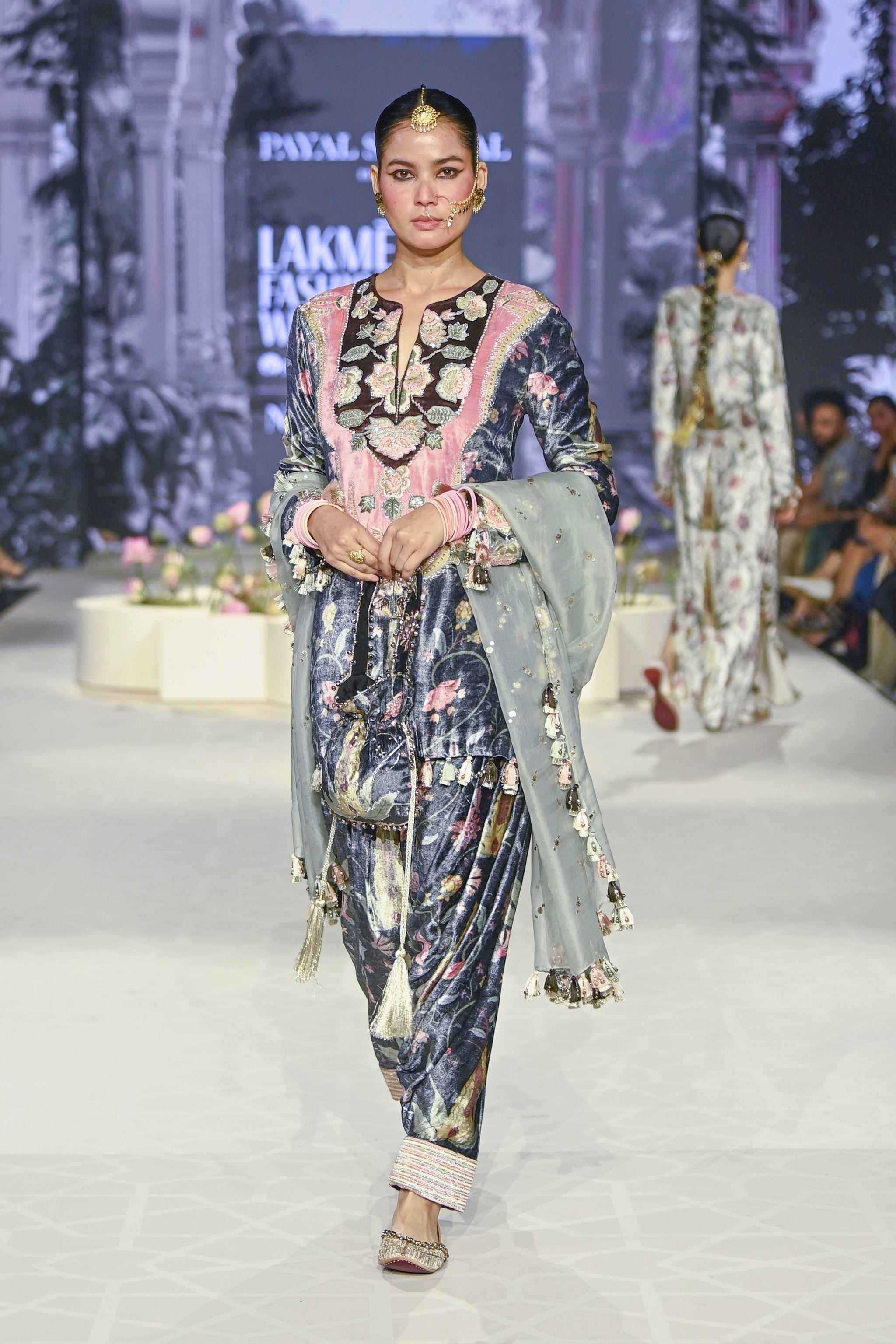 Batool Black Printed Forest Whisper Embroidered Kurta And Embroidered Patiala Salwar With Mint Dupatta