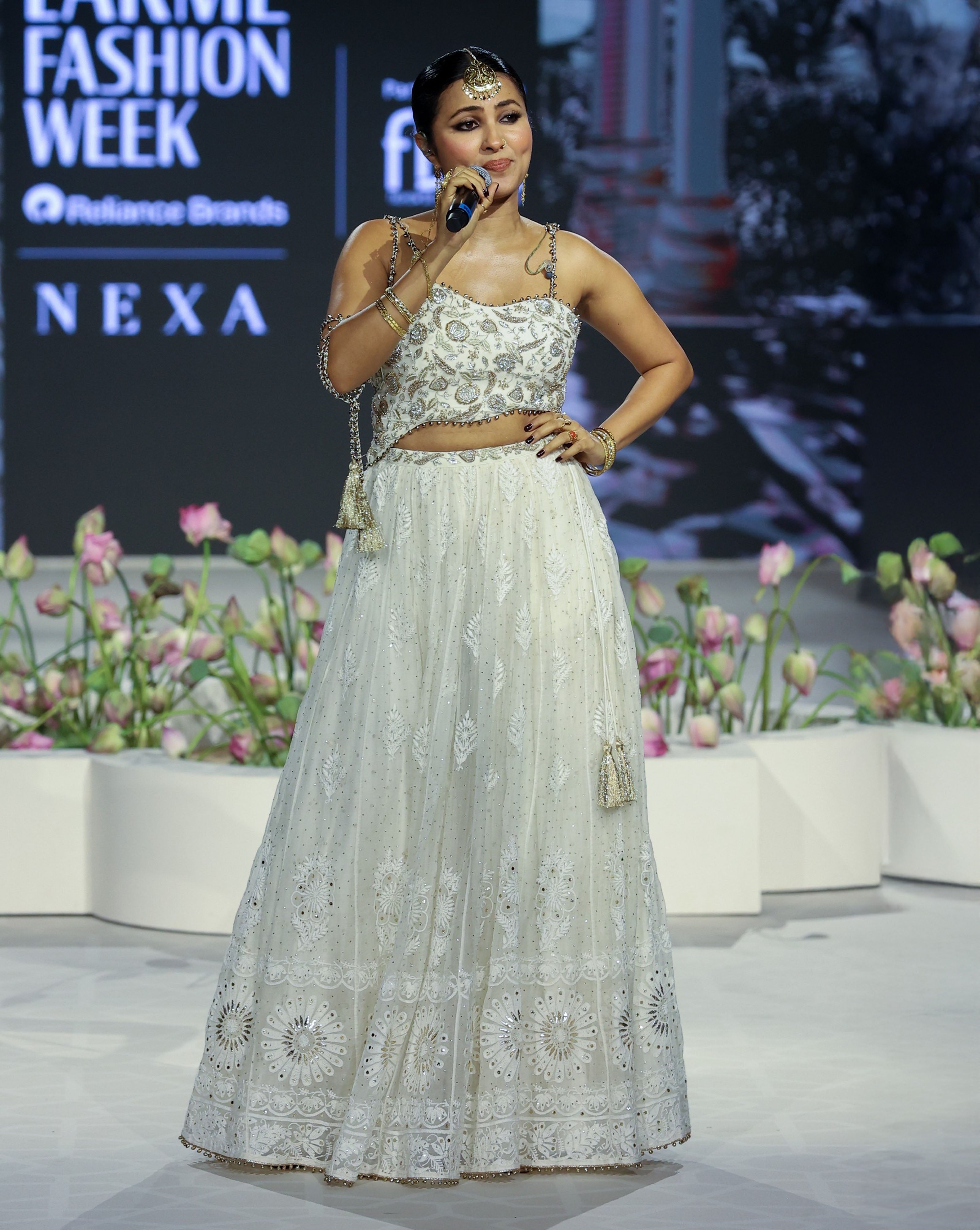 Off White Embroidered Choli And Sharara With Lehenga – Panache by Sharmeen
