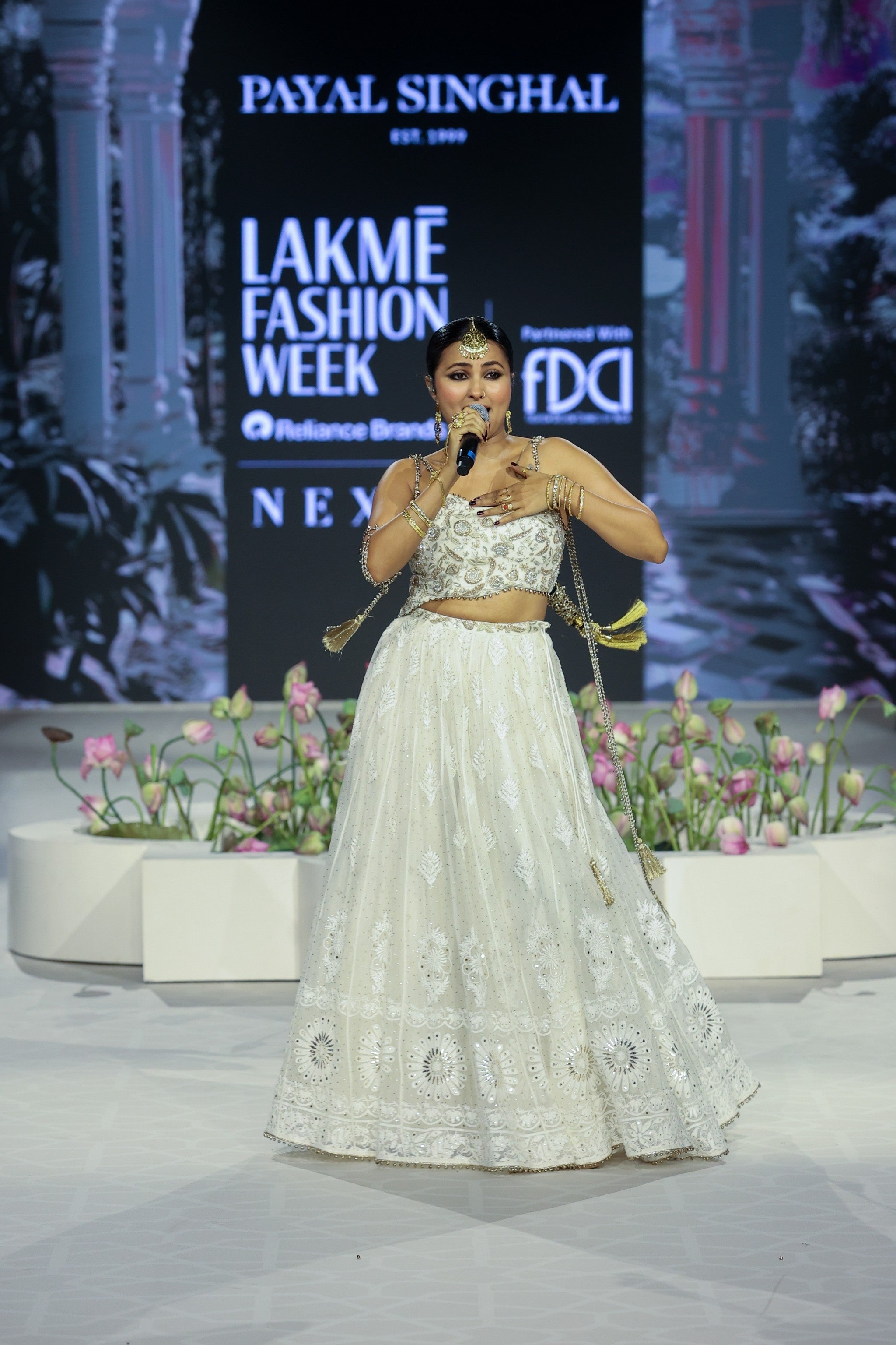 Off White Embroidered Choli And Sharara With Lehenga