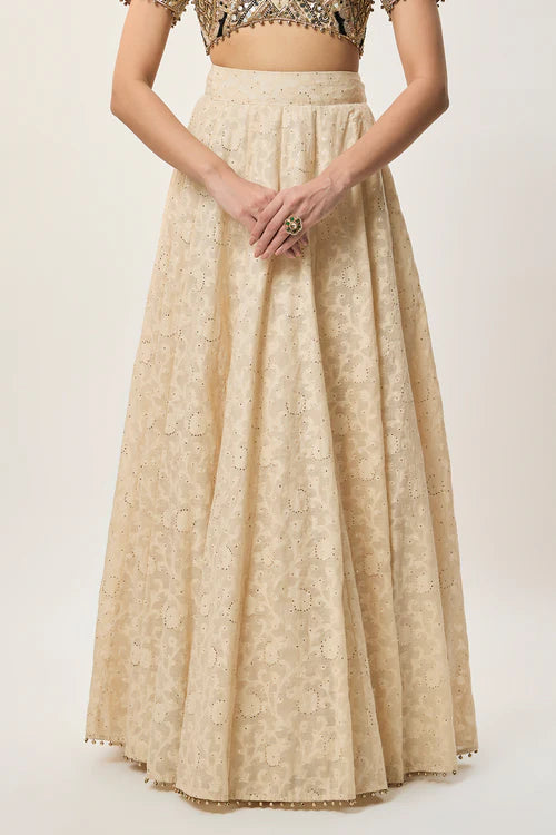 Mahtab Stone Georgette Embroidered Choli With Lehenga And Mukaish Mul Dupatta