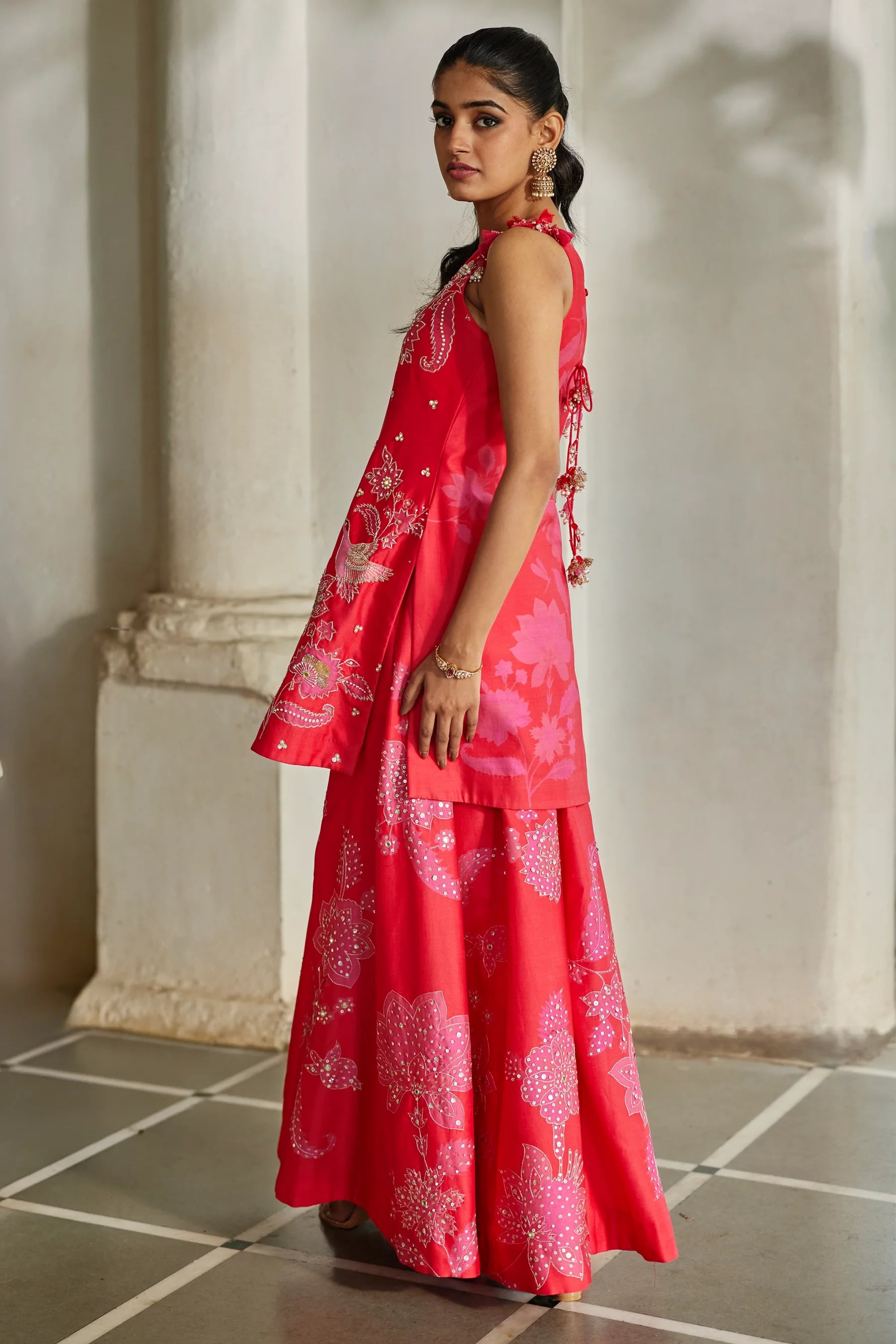 Halo Kurti Set – Red