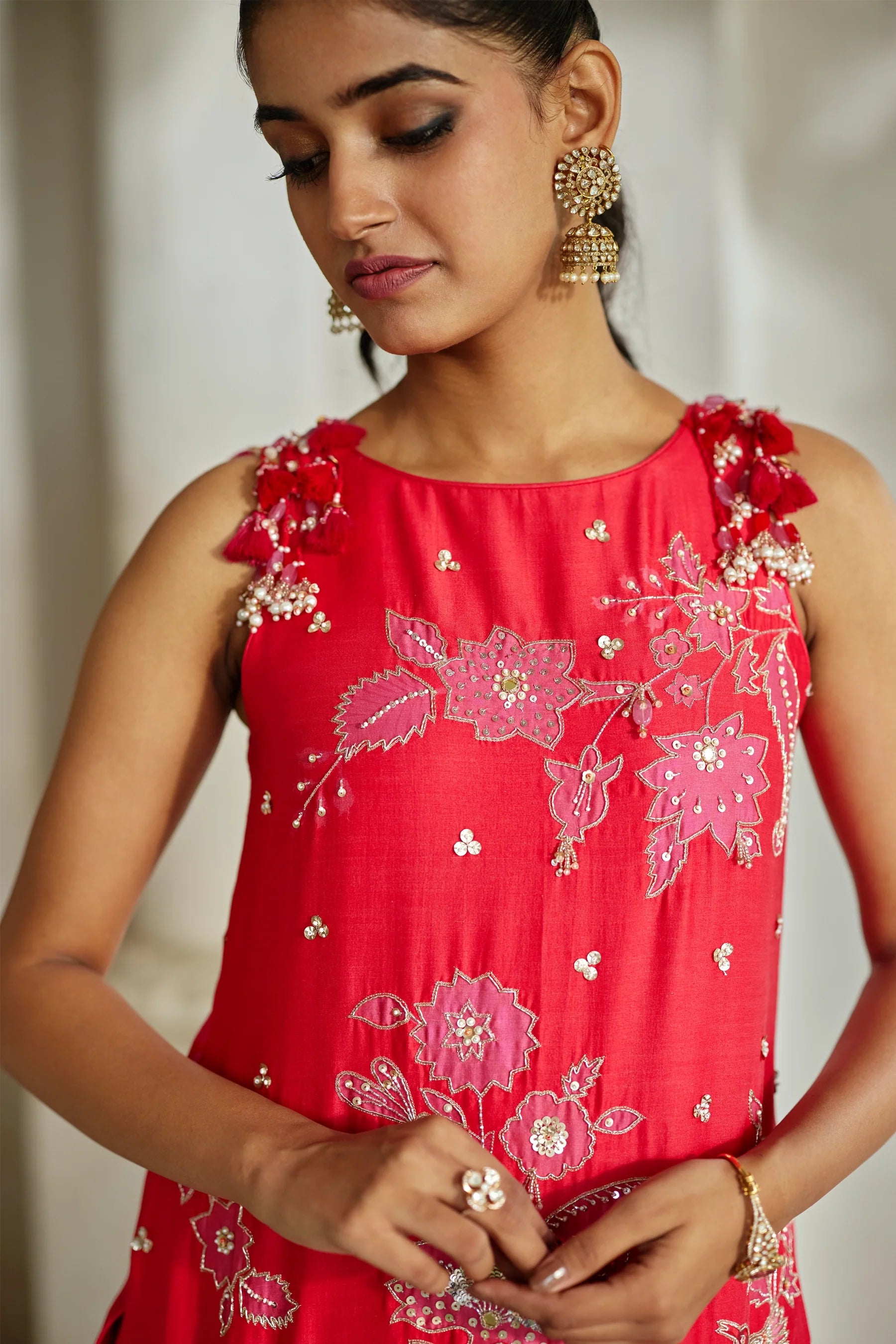 Halo Kurti Set – Red