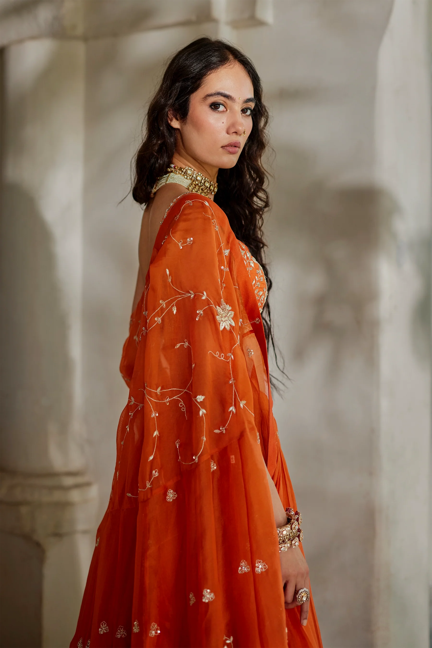 Sara Cape Lehenga Set