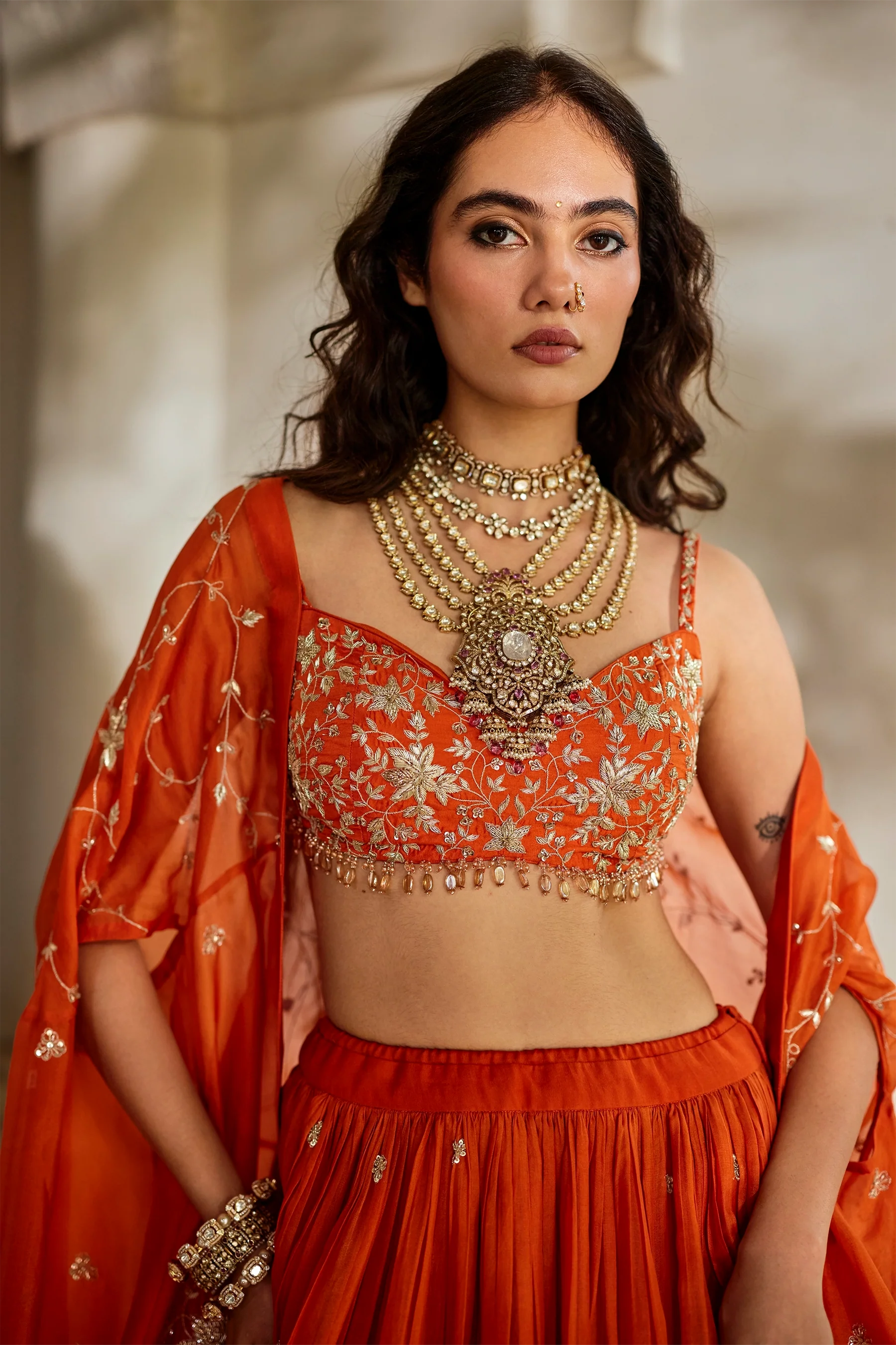 Sara Cape Lehenga Set