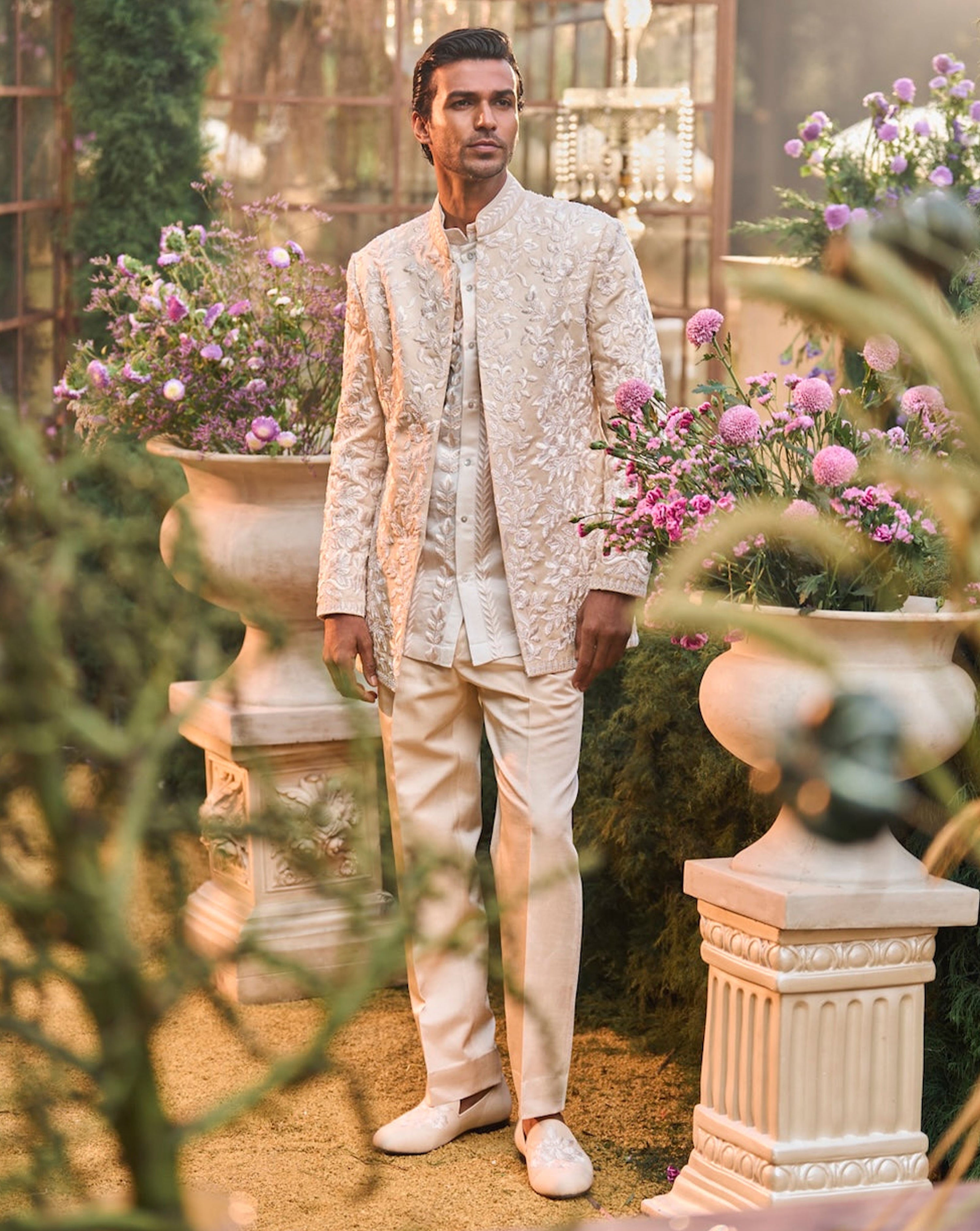 Powder Nude Bandhgala Set