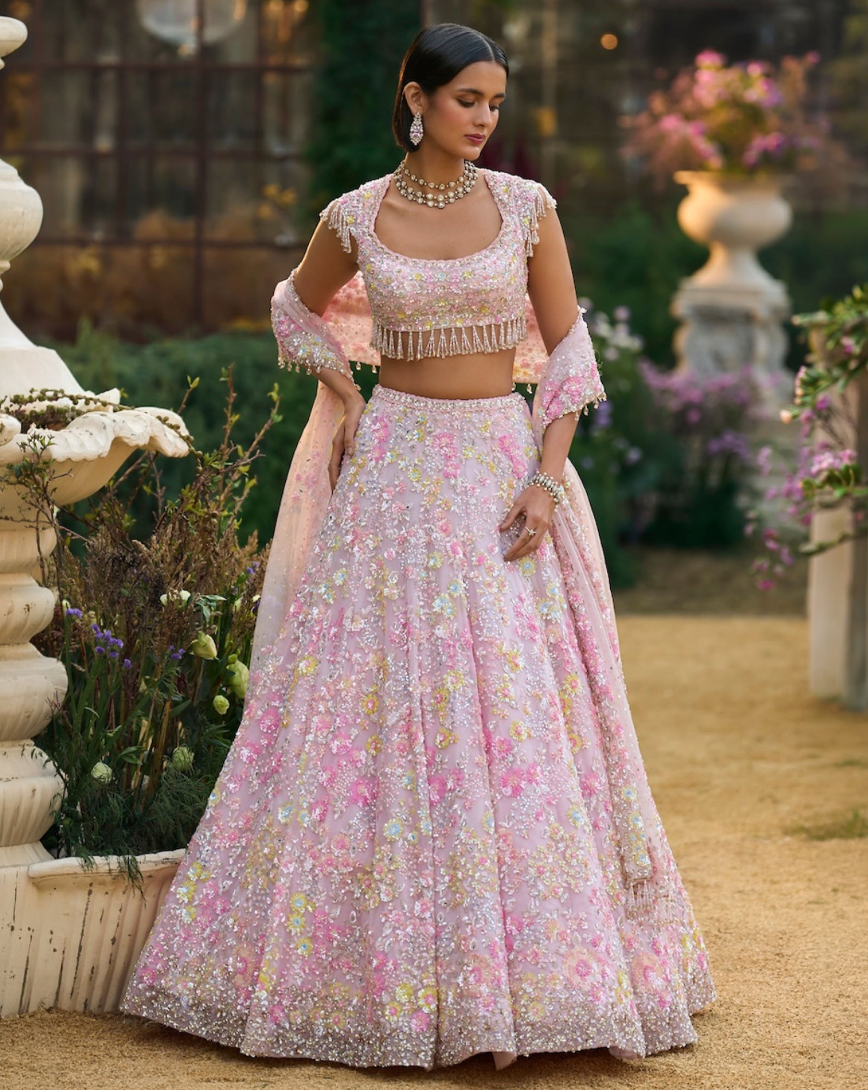 Powder Pink Sequin Lehenga Set