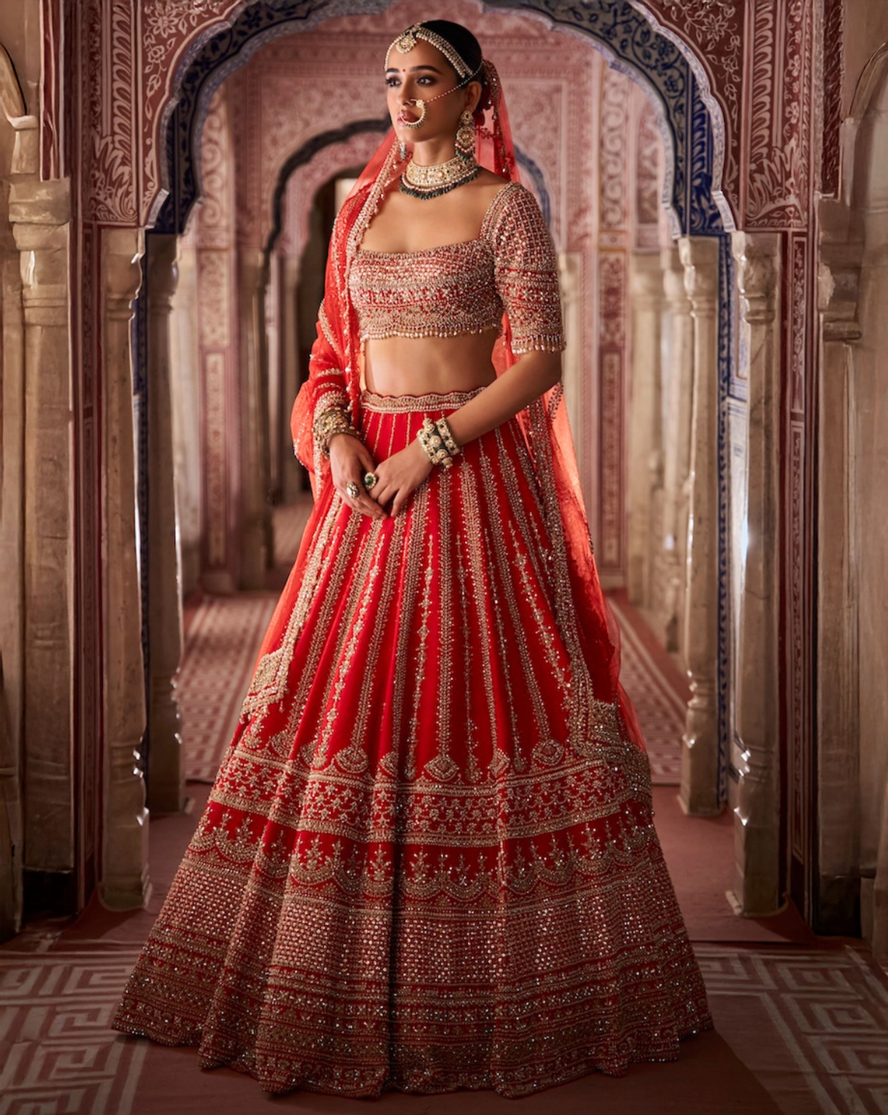 Red Zardosi Lehenga Set