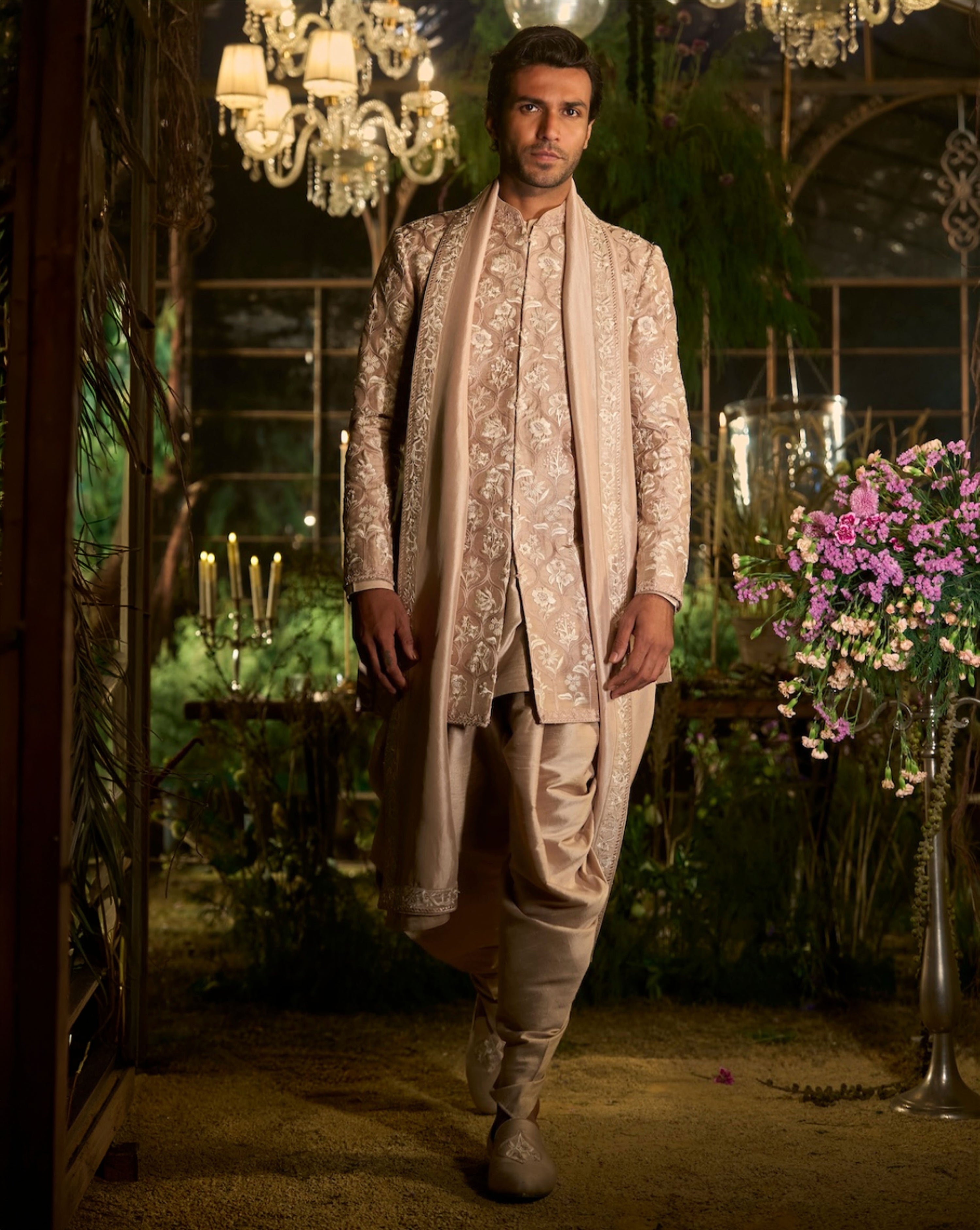 Rosé Champagne Sherwani Set
