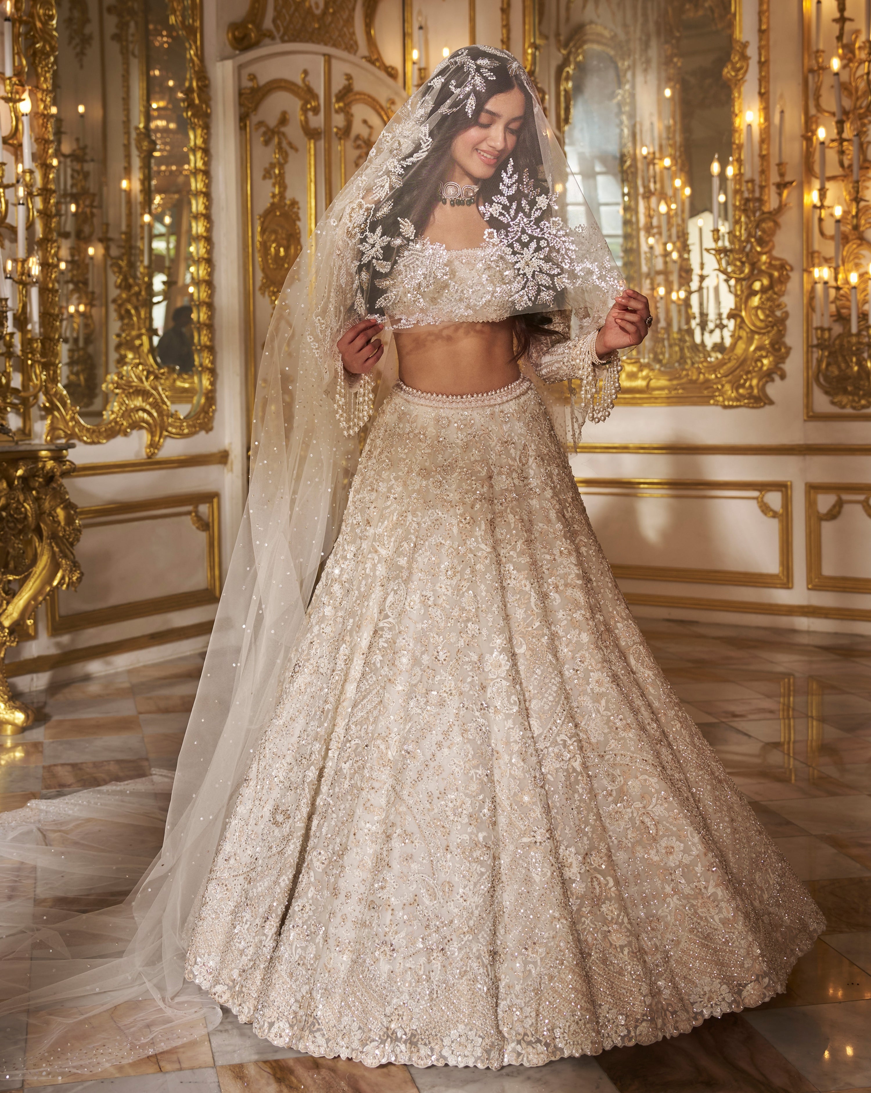 Ivory Floral Lehenga Set