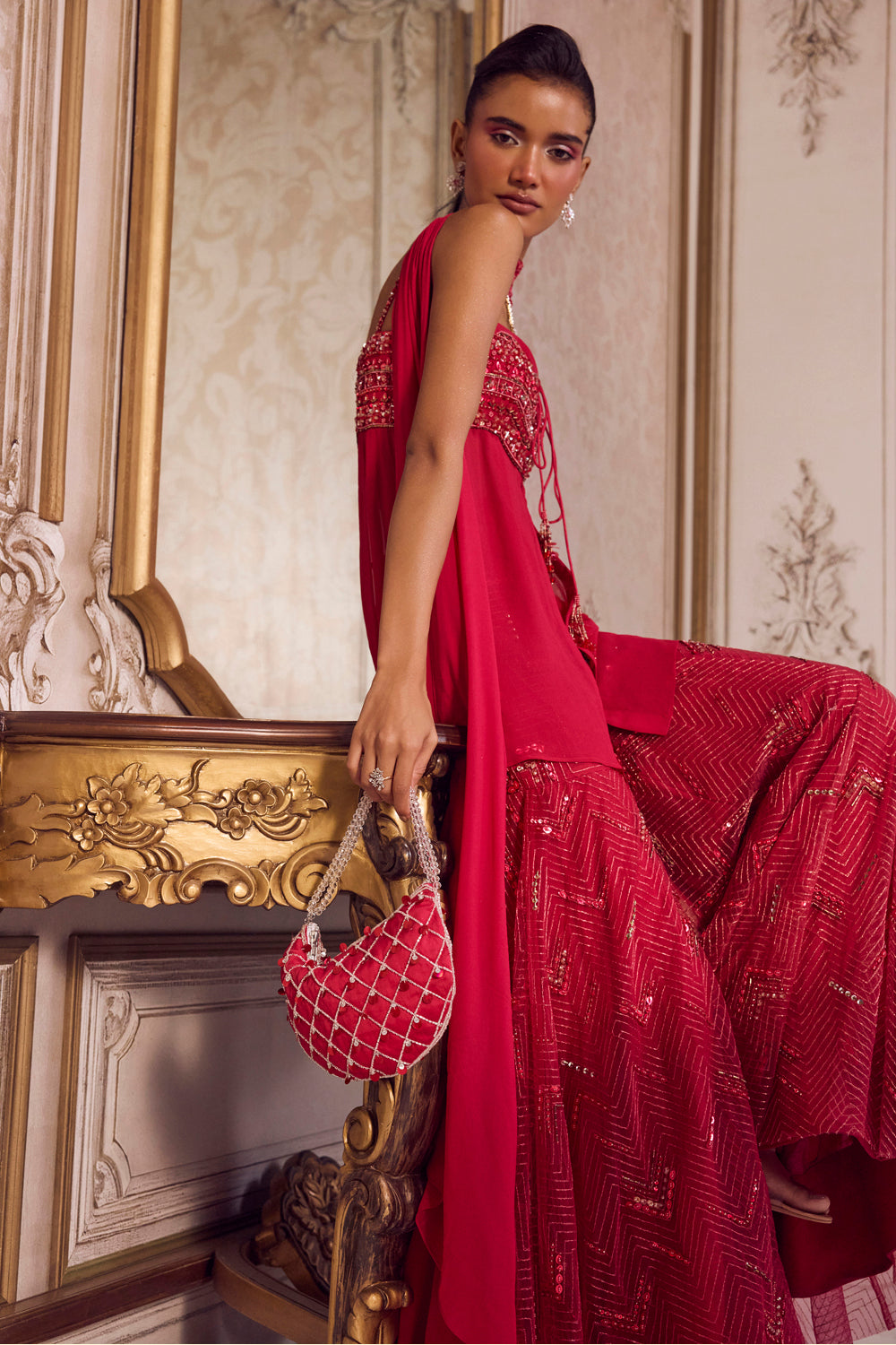 Magenta Beaded Bag